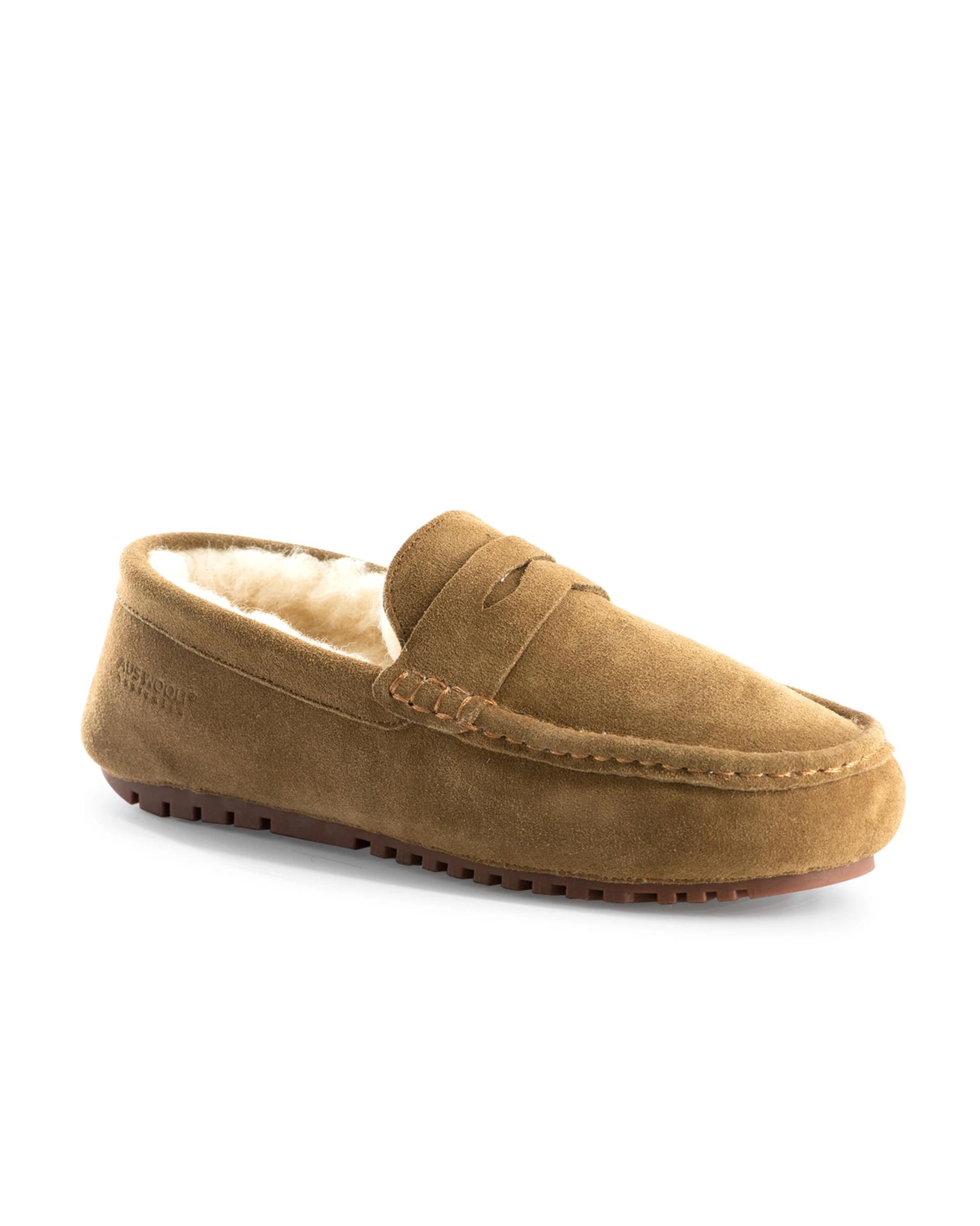 1 Aus Wooli Hand Stitched Unisex Sheepskin Moccasin - Terrigal TAN, 1 of 5