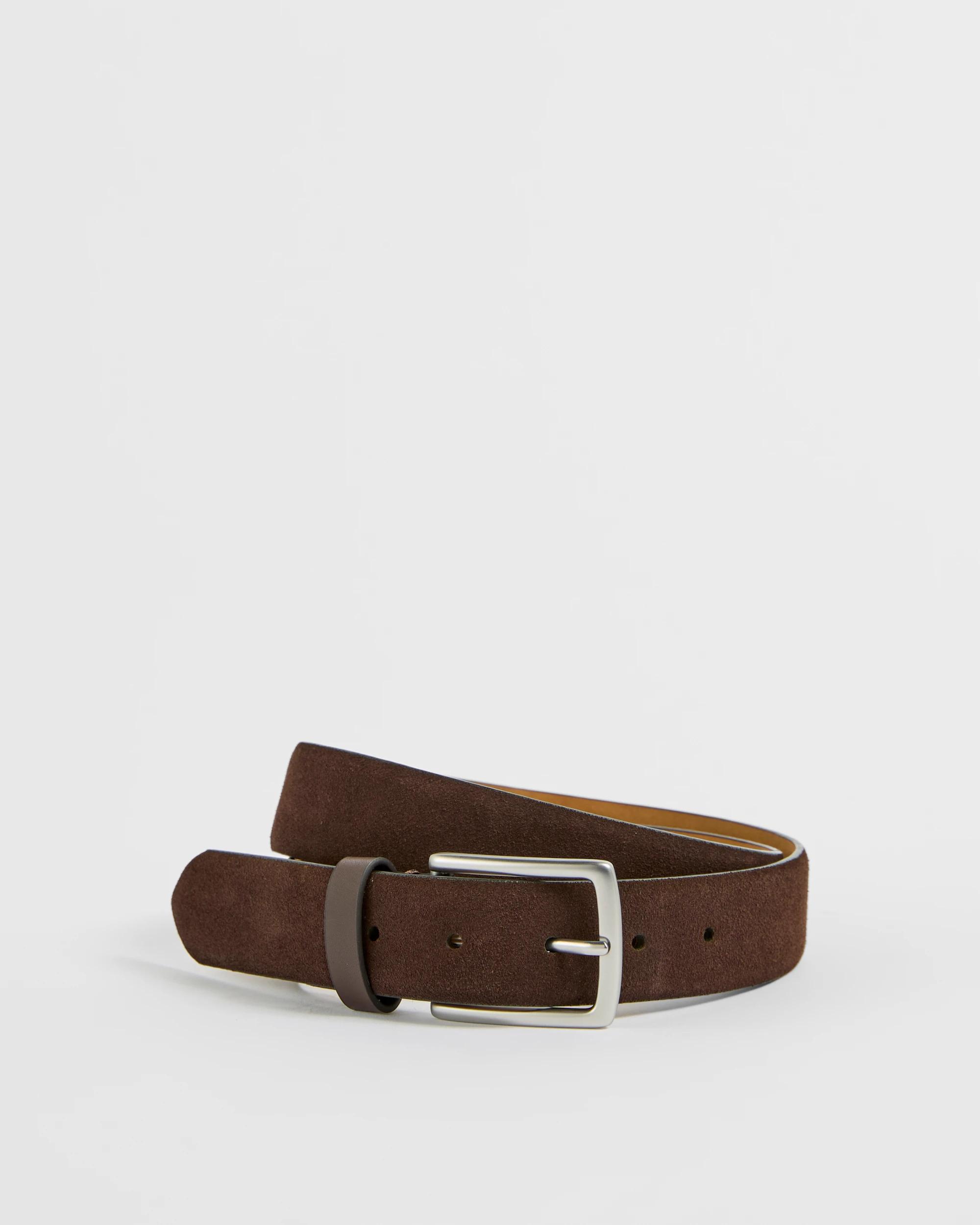 1 Target Man Premium Suede Leather Belt CHOCOLATE, 1 of 3