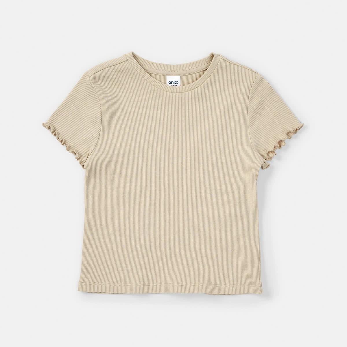 8 Short Sleeve Rib Top Bone Beige, 8 of 9