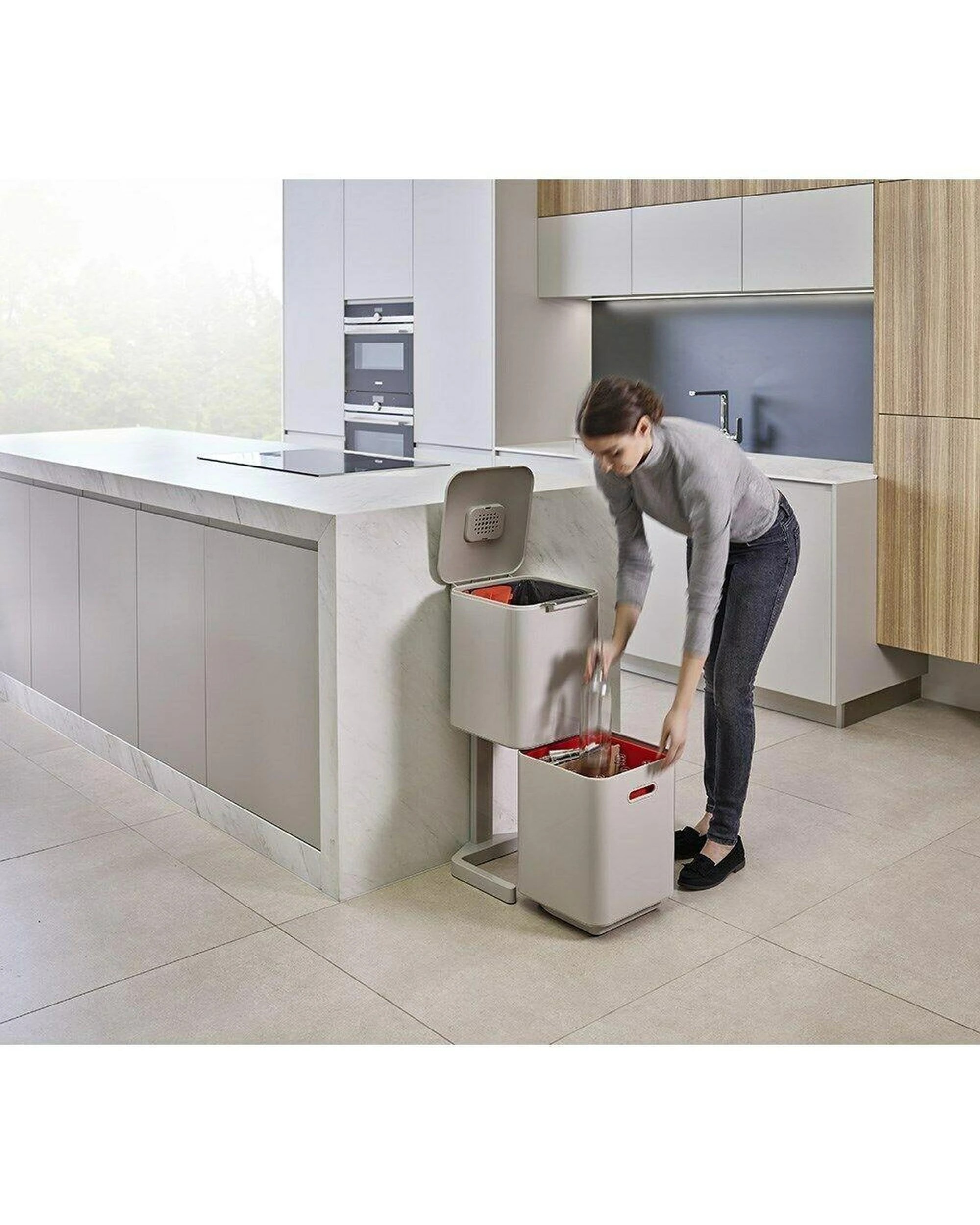 7 Joseph Joseph Totem Compact Waste Separation 40L Bin Stone 30064 - Natural, 7 of 9