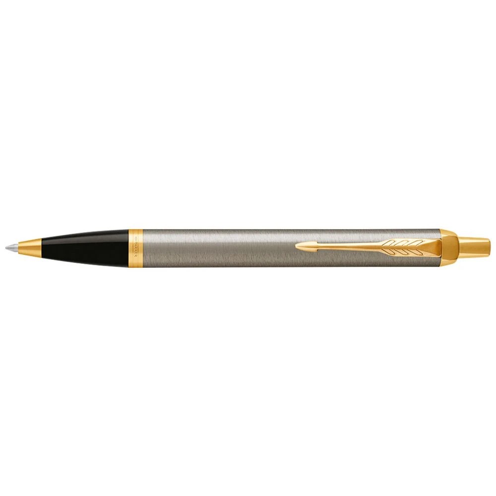 1 Parker IM Ballpoint Pen Brushed Metal with Gold Trim, 1 of 3