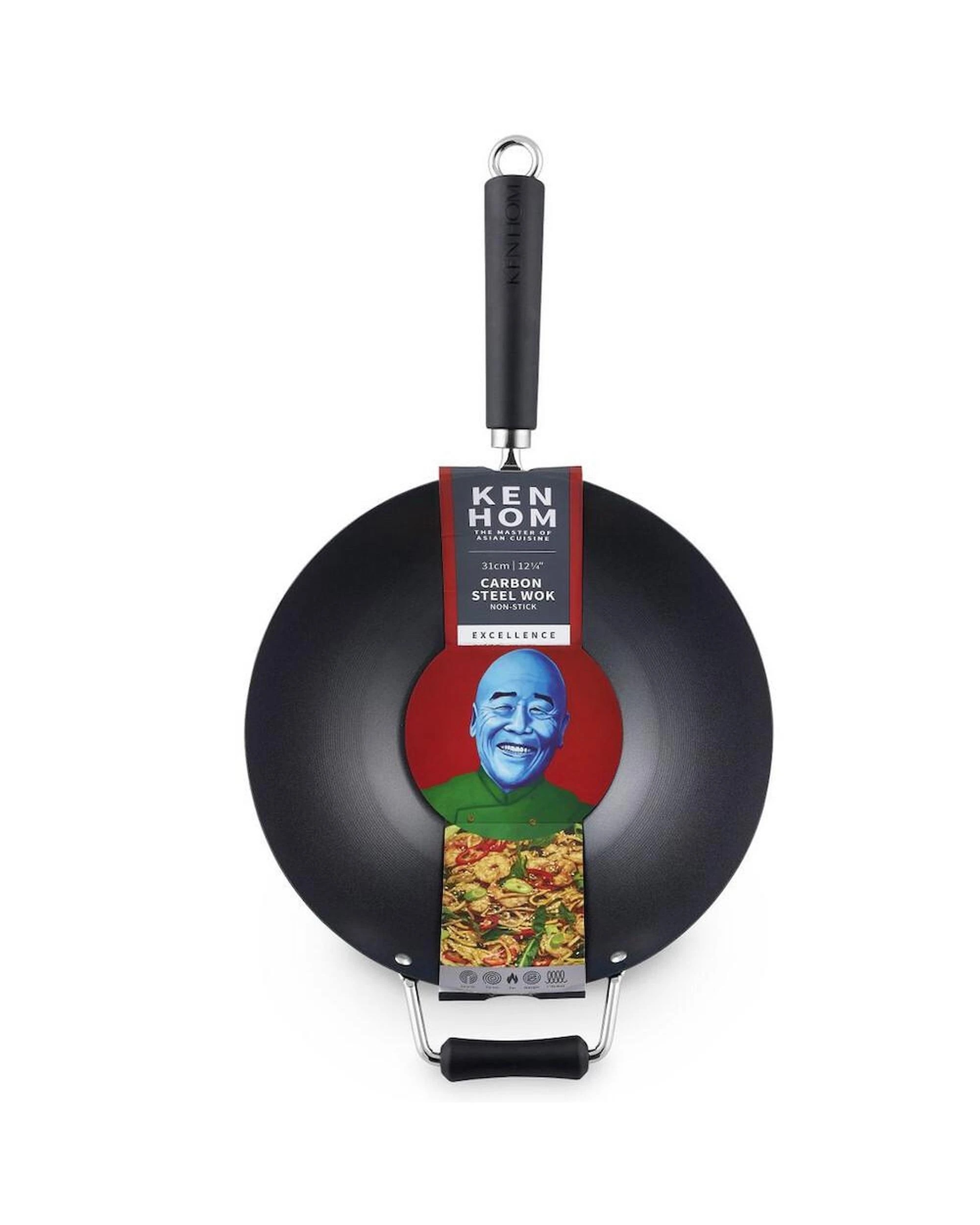 1 Ken Hom Excellence Nonstick Carbon Steel Wok 31cm, 1 of 7
