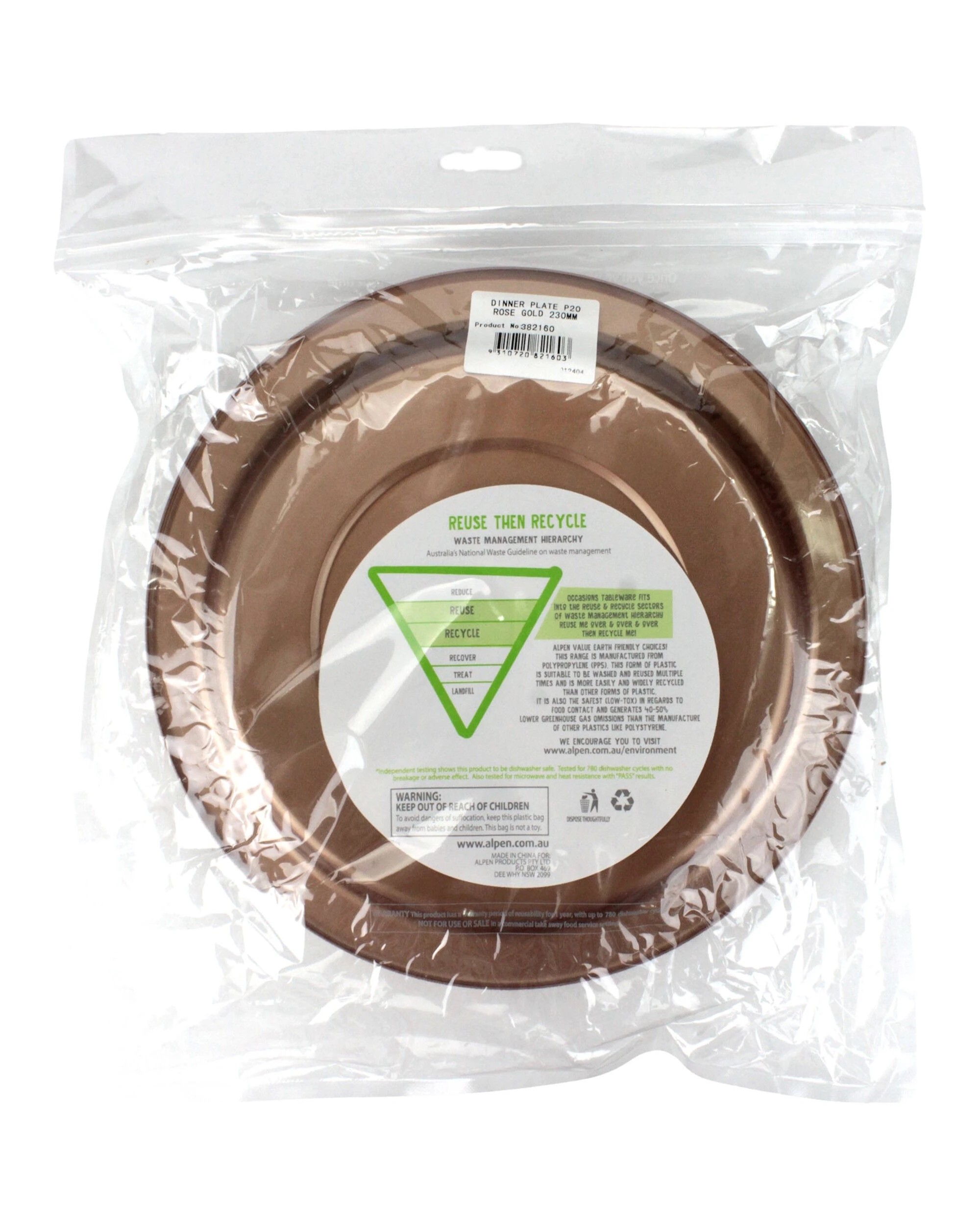 3 Alpen Rose Gold Large Round Plastic Plates Pack of 20 - Rose Gold, 3 of 3