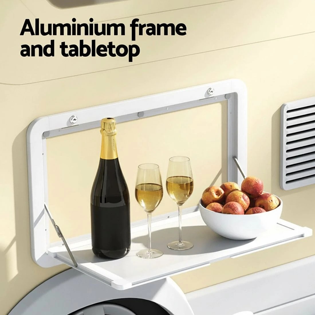 2 Weisshorn Caravan Table 800 x 450mm Folding Lockable - White, 2 of 3