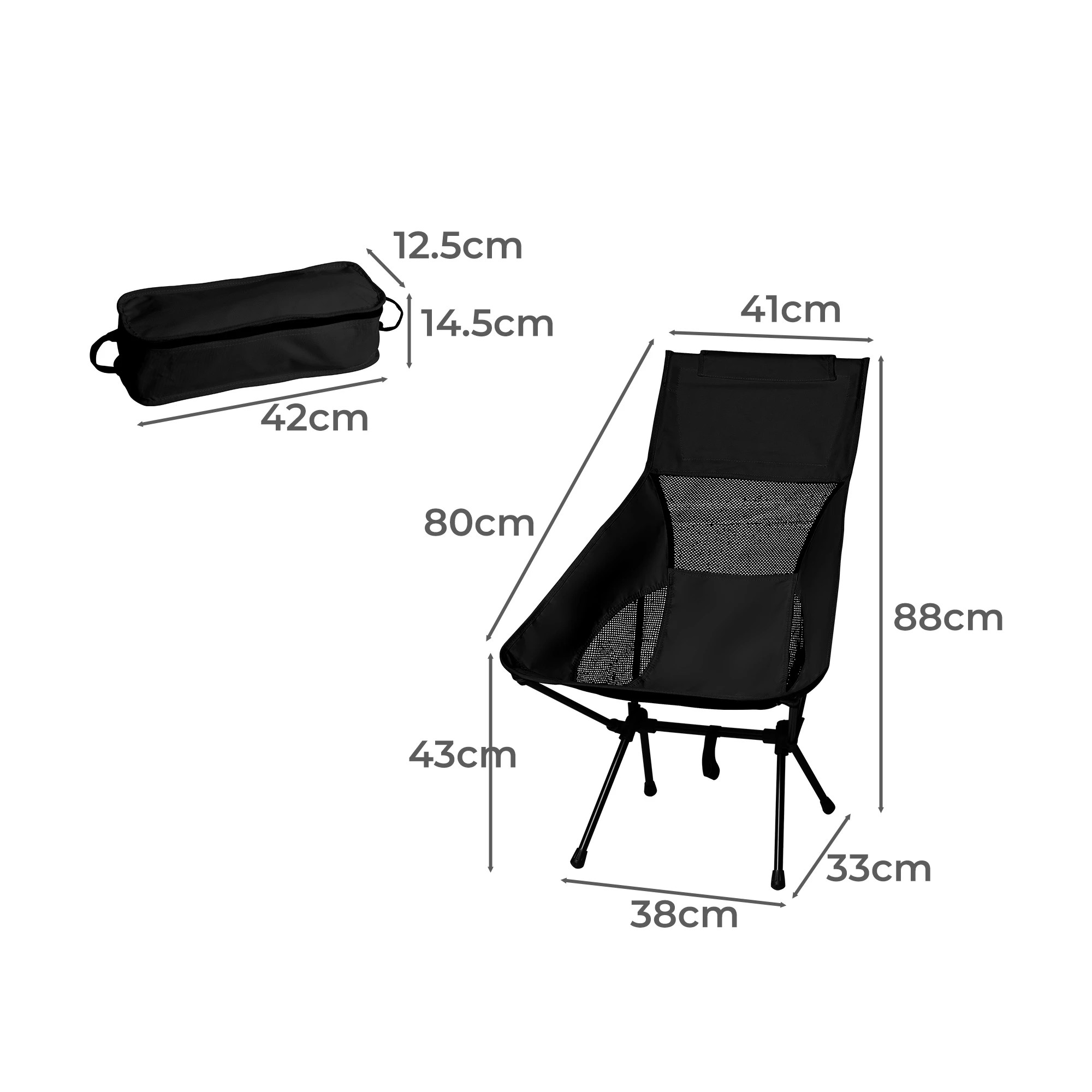 3 Traderight Portable Foldable Camping Chair - Black, 3 of 7