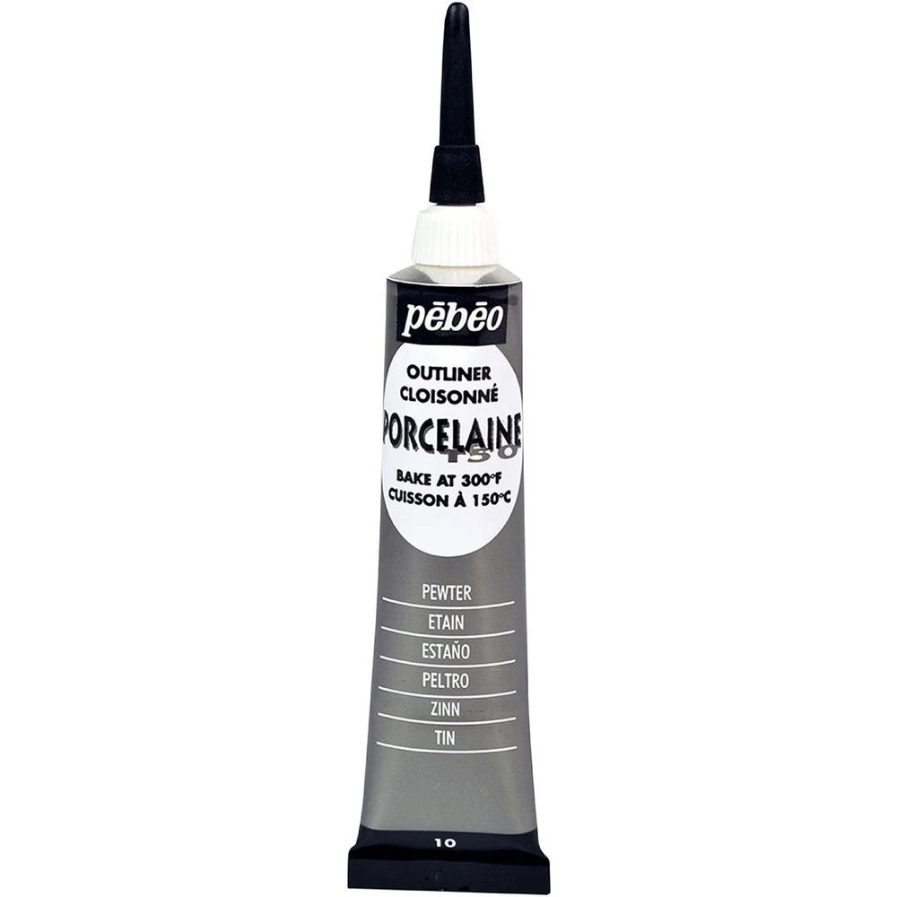 1 Pebeo Porcelaine P150 Outliner 20mL Pewter, 1 of 2