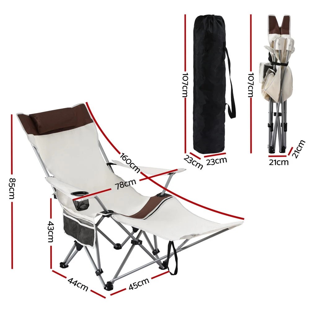 2 Weisshorn Camping Chair Reclining Adjustable Portable Outdoor Folding Lightweight - Multi, 2 of 9