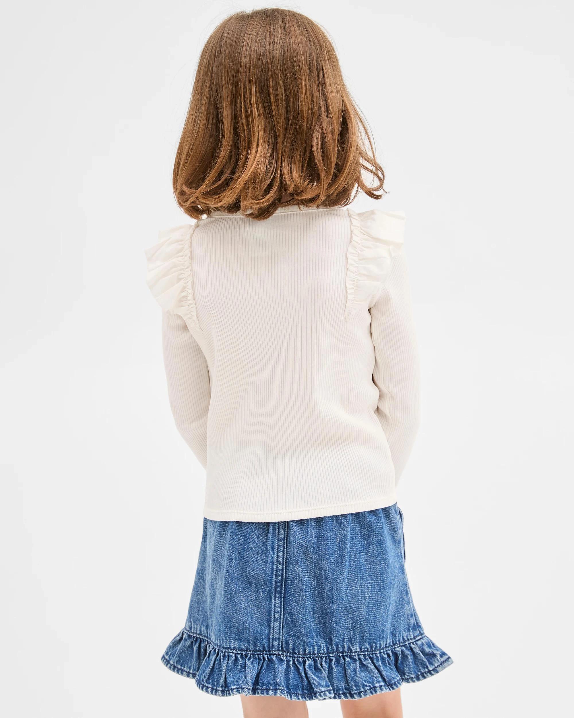 3 Target Kids Australian Cotton Long Sleeve Ribbed Fashion T-Shirt SOLID WHITE, 3 of 3