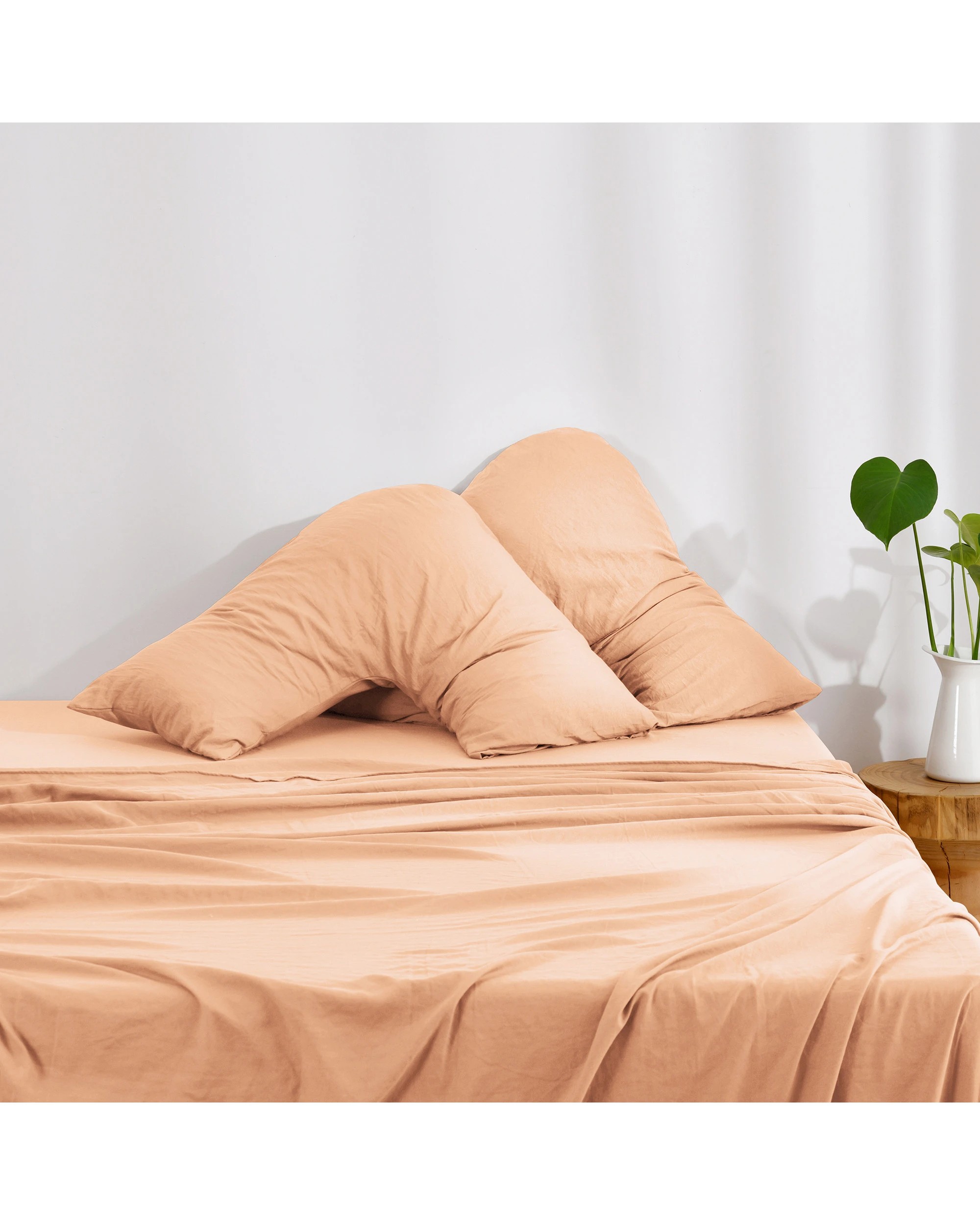 1 Dreamaker Superfine Washed Microfibre V-Shape Pillowcase Twin Pack - Peach, 1 of 5