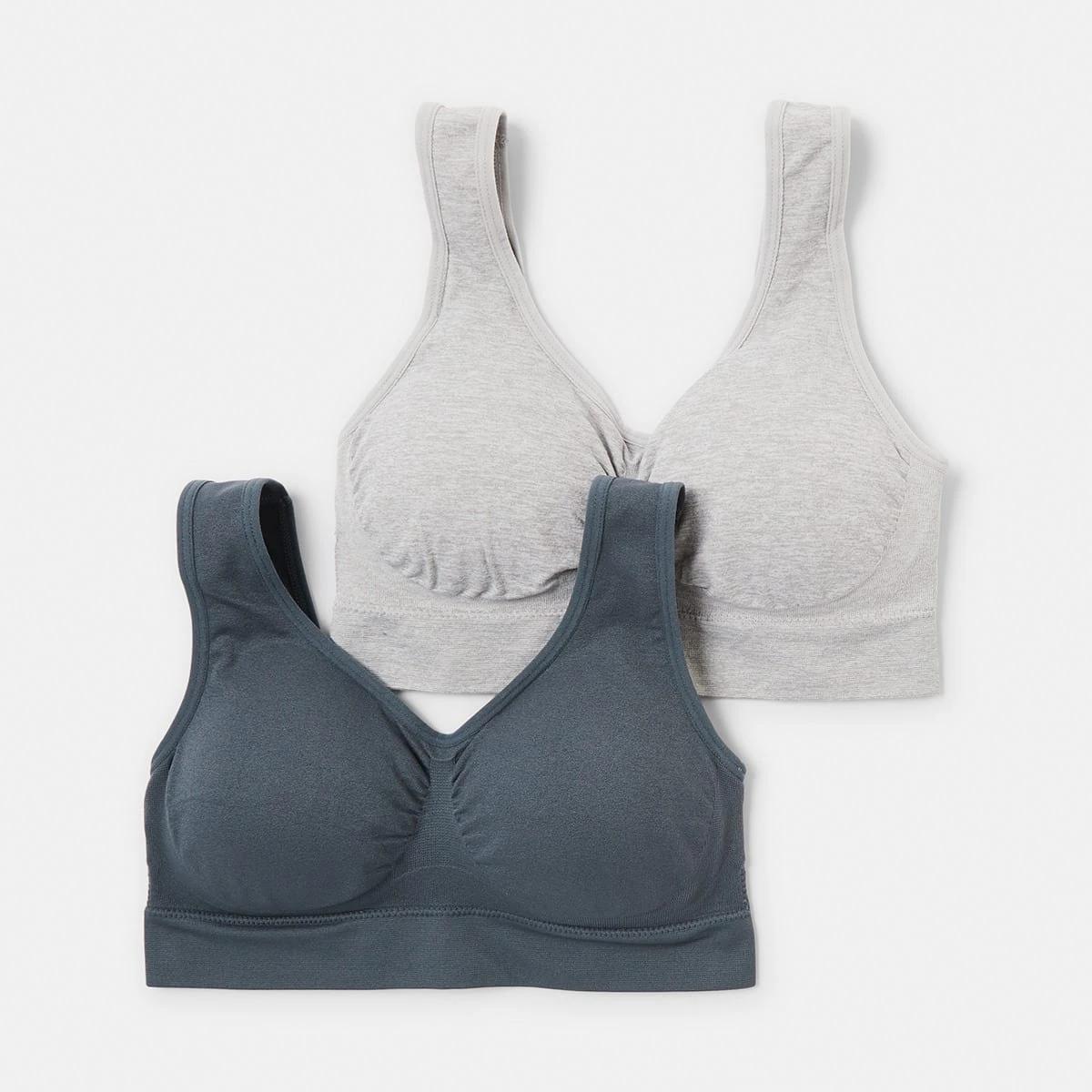 1 2 Pack Wirefree Seamfree Crop OMBRE BLUE, SILVER MARLE, 1 of 8