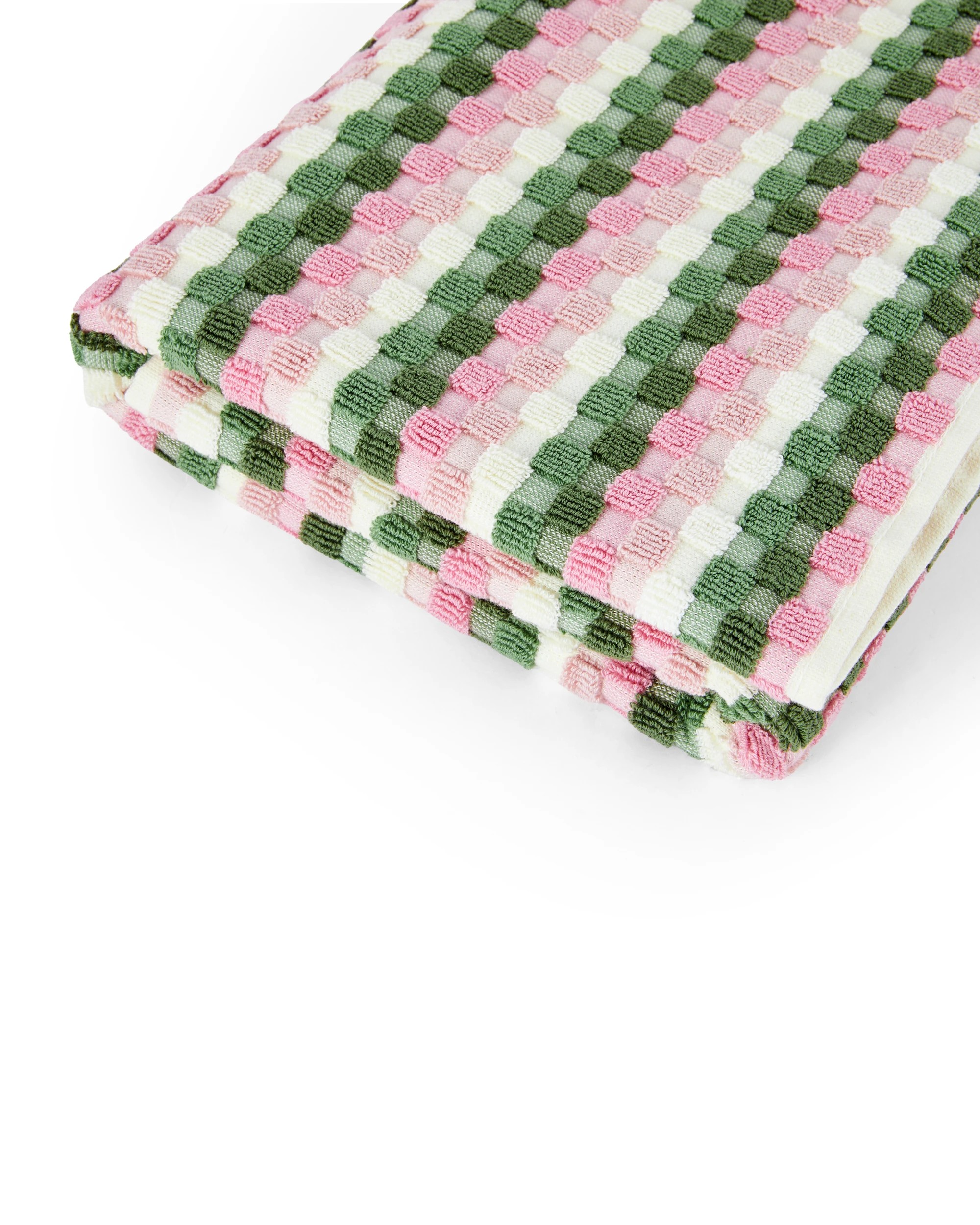 4 Popcorn Cotton Bath Towel - Green and Pink, 4 of 5