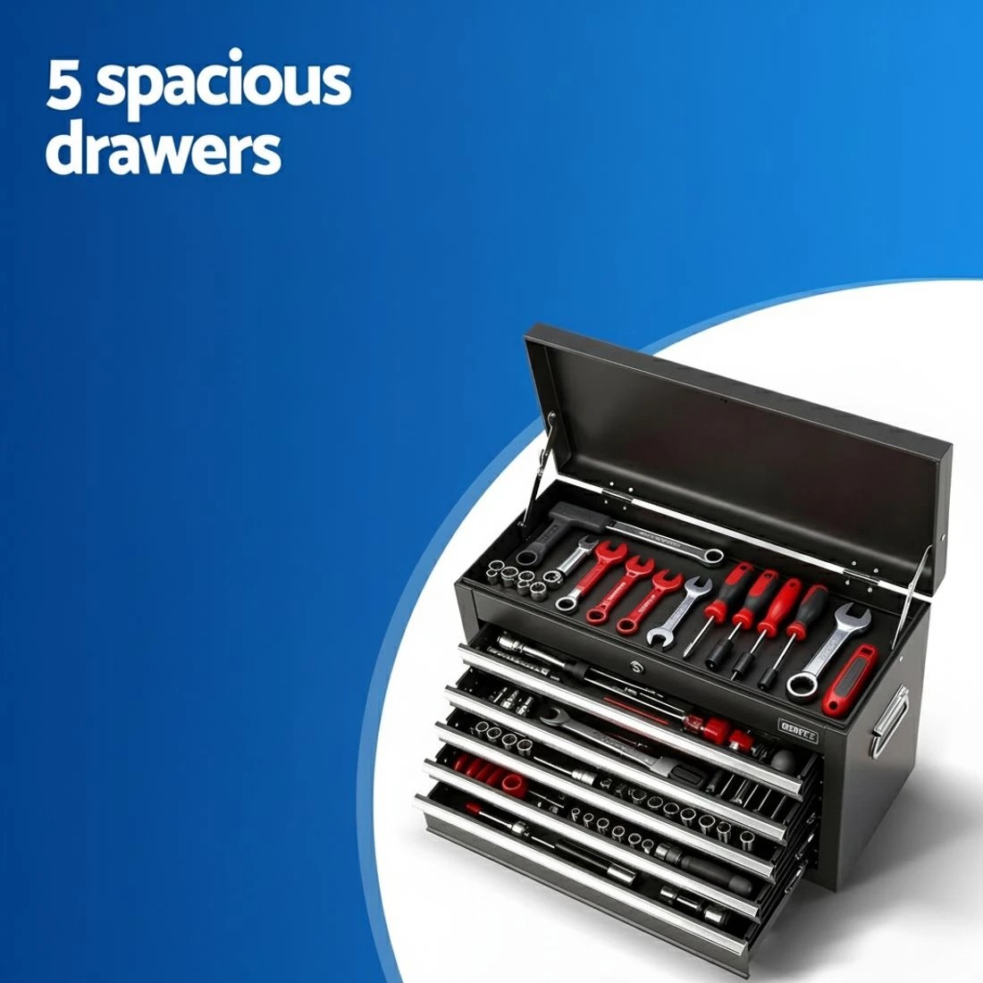 5 GIANTZ 5 Drawer Tool Chest Box Cabinet Lockable Garage Storage Organiser - Black, 5 of 7