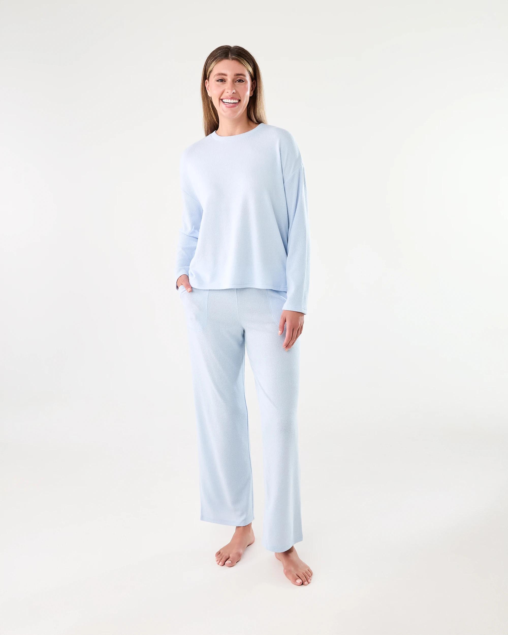 7 Super Soft Rib Sleeve Lounge Top Halo Blue, 7 of 7