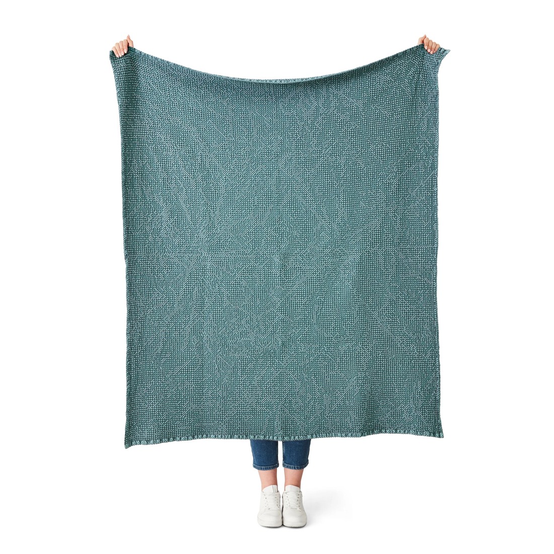 2 Stonewashed Australian Cotton Waffle Throw - Teal, 2 of 6