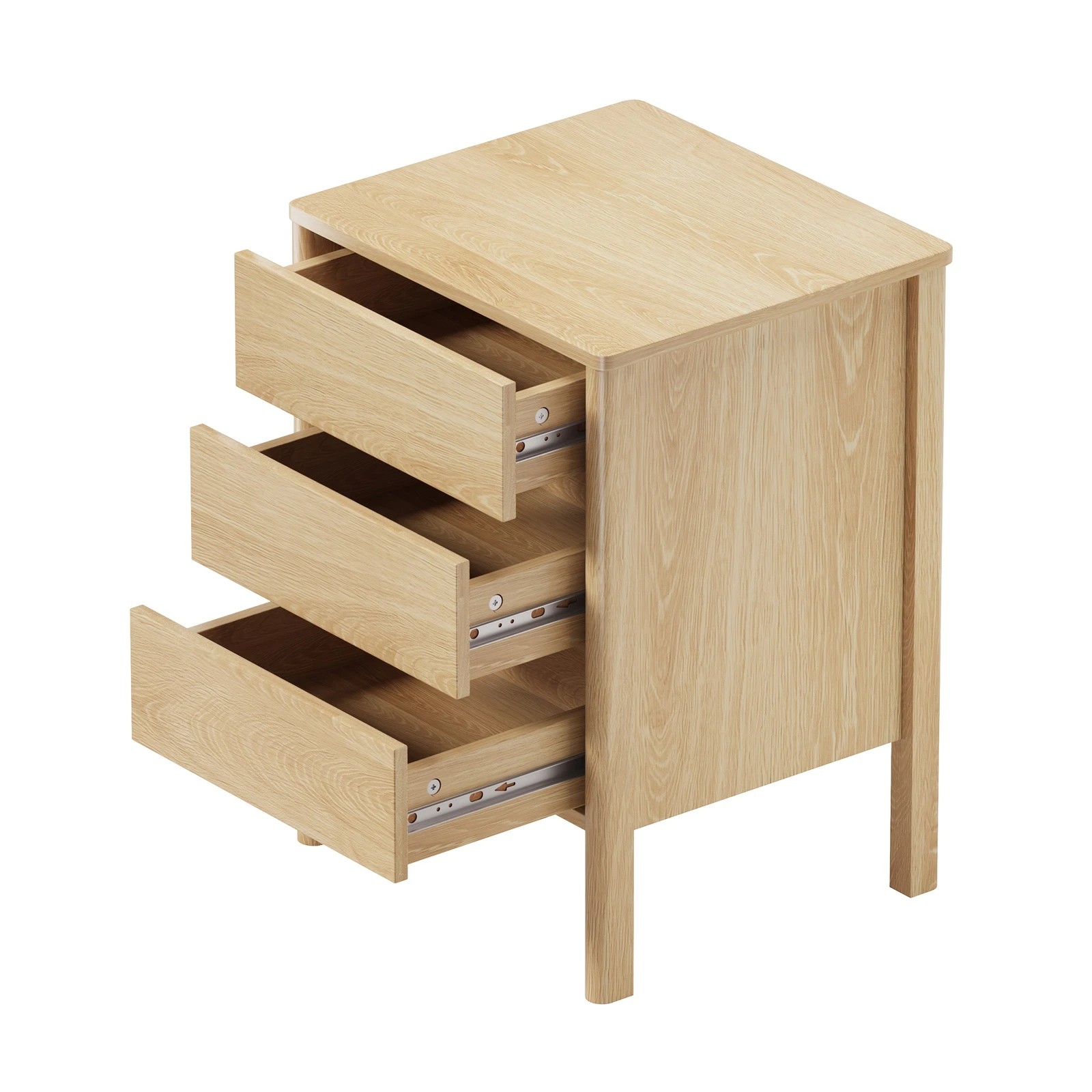 7 Oikiture Bedside Table 3 Drawers Side Table Nightstand Handle-free - Natural, 7 of 10
