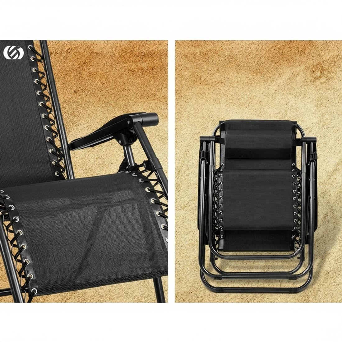 7 Gardeon Zero Gravity Chair Recliner Outdoor Lounge Padded Headrest Adjustable Locking Comfortable Portable - Black, 7 of 10