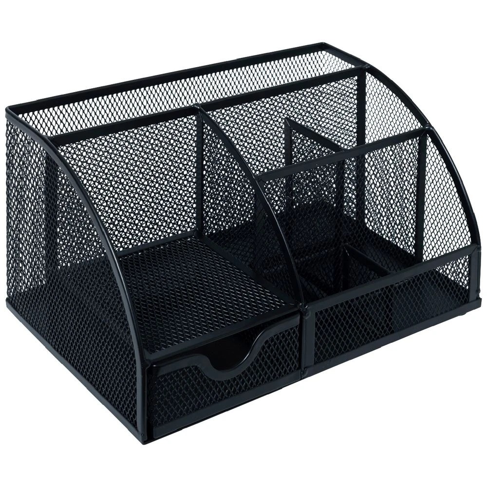 1 J.Burrows Mesh Desk Organiser Black, 1 of 3