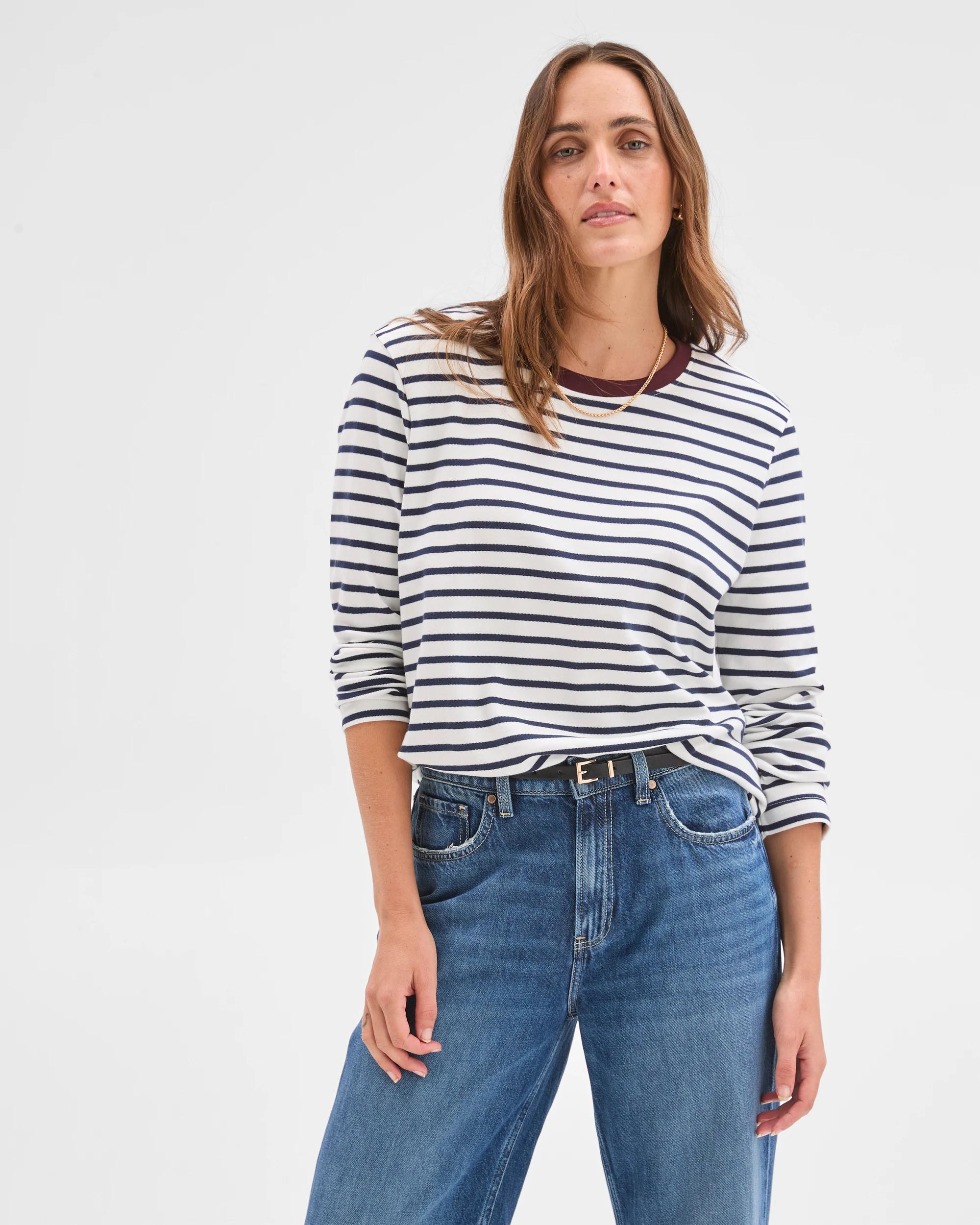 3 Target Woman Australian Cotton Classic Long Sleeve Crew Neck T-Shirt CLOUD DANCER, 3 of 7