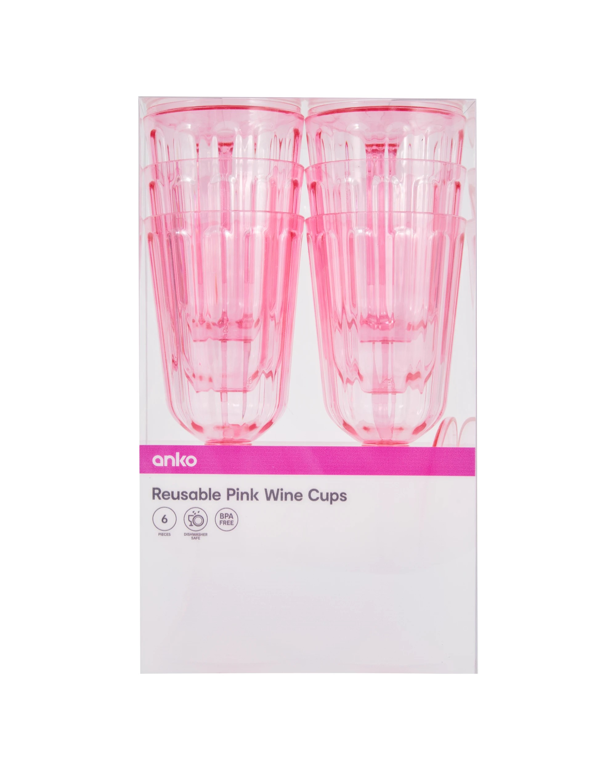 5 6 Piece Reusable Pink Wine Cups, 5 of 5