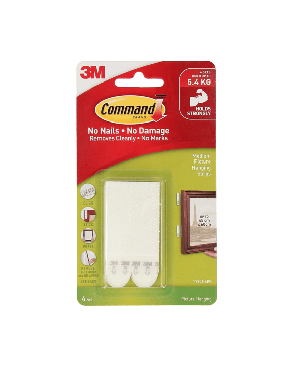 4 Pack 3M Command Picture Hanging Strips Medium - White