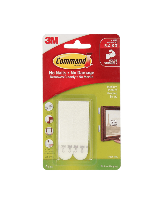 4 Pack 3M Command Picture Hanging Strips Medium - W