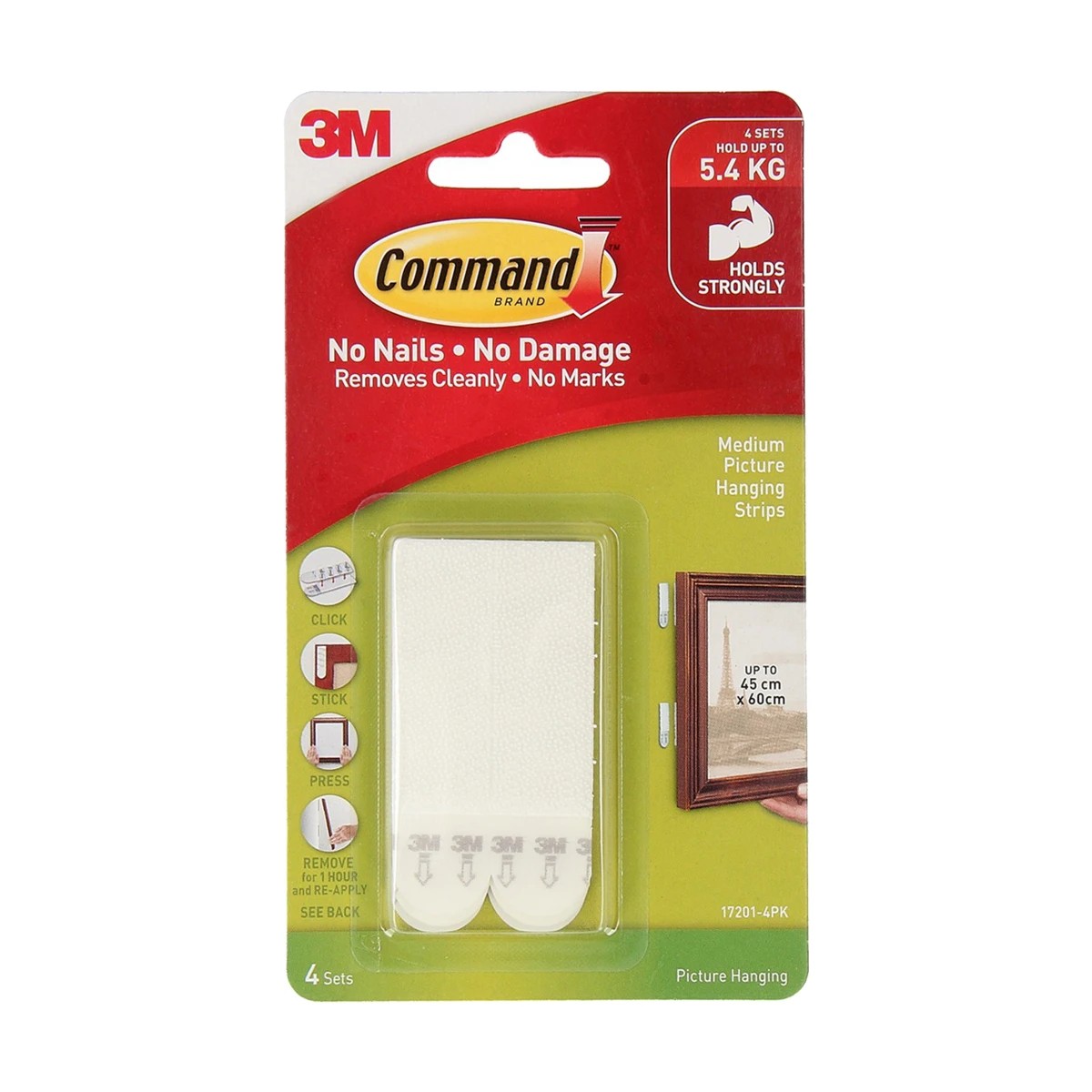 1 4 Pack 3M Command Picture Hanging Strips Medium - White, 1 of 6