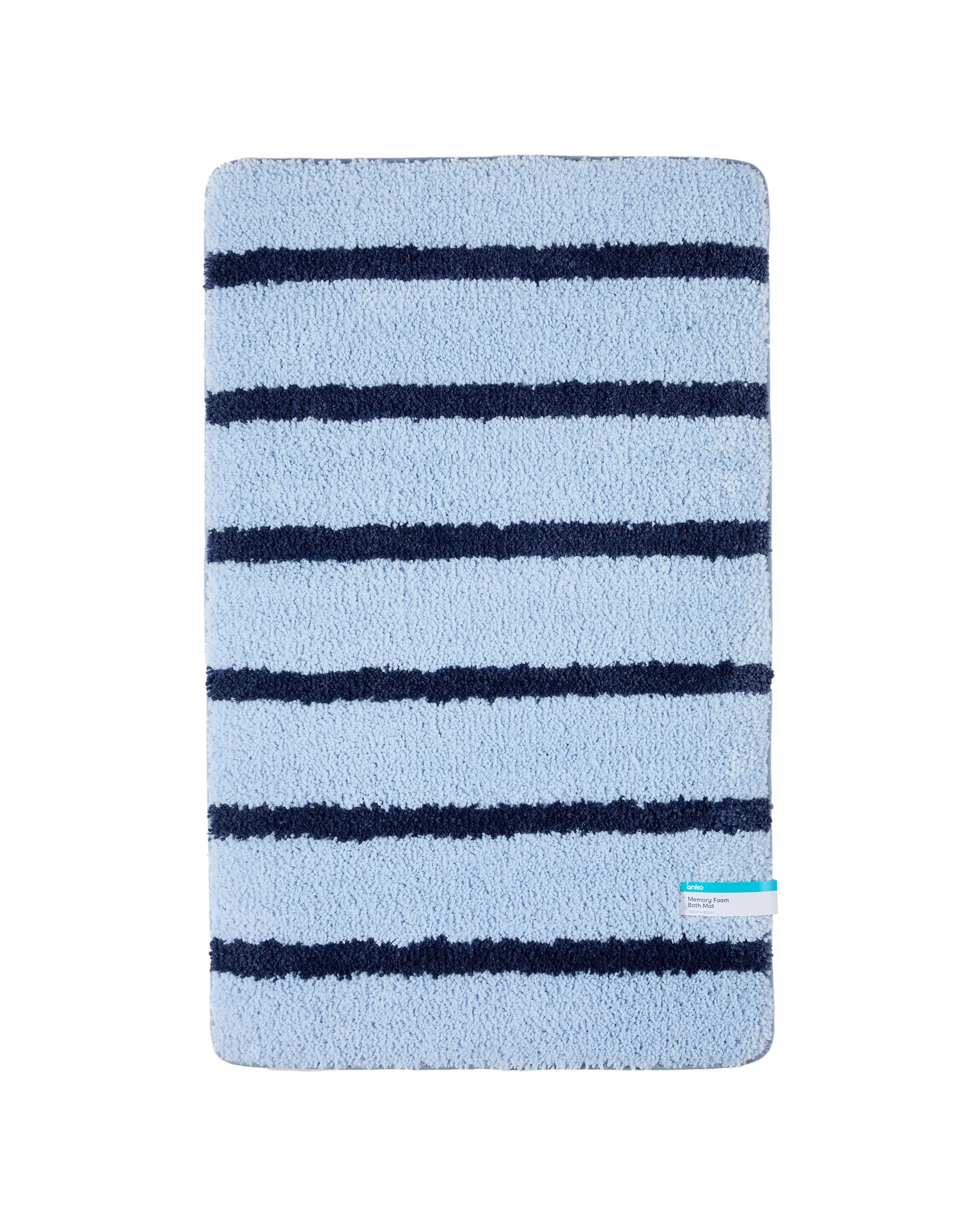 5 Memory Foam Bath Mat - Blue Stripe, 5 of 5