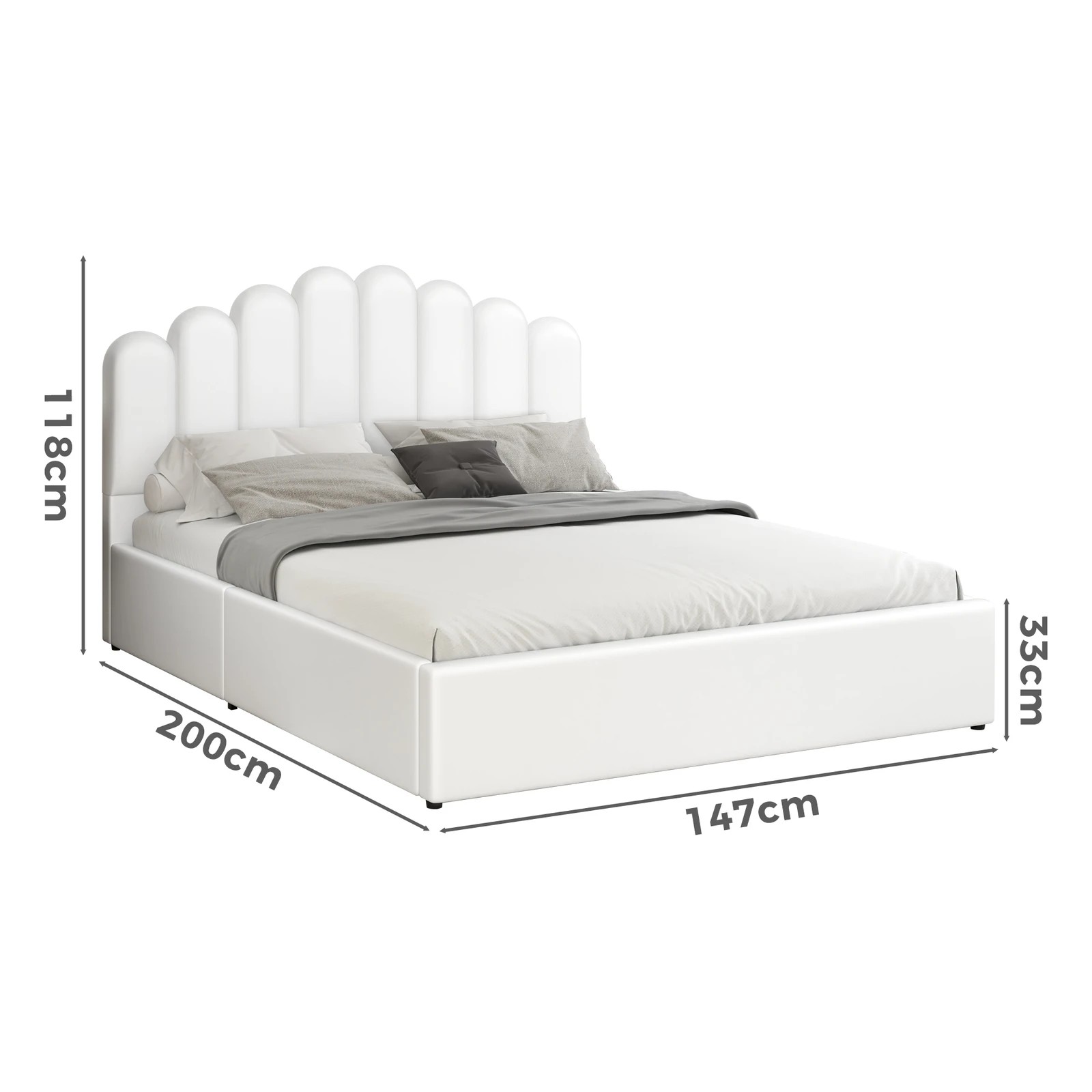 7 Alfordson Bed Frame Double Size Gas Lift Storage Base Wooden Milton - White, 7 of 10