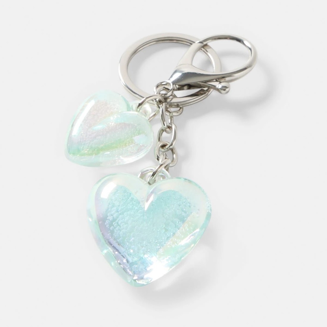 2 Heart Keyring - Blue and Silver Tone, 2 of 3