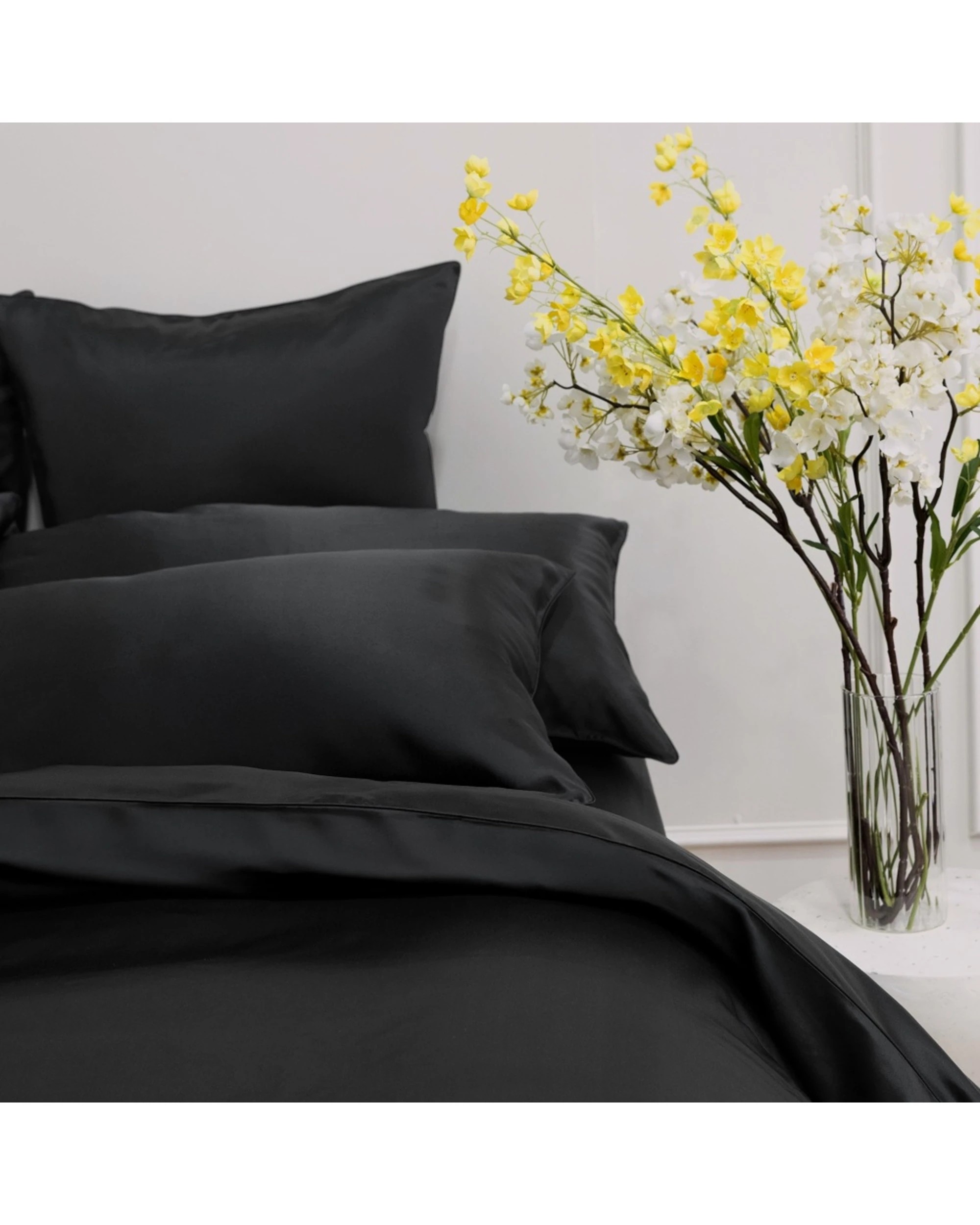 6 Bedding Co Quilt Cover Set 100% Mulberry Silk 22 Momme - Super King Bed - Black, 6 of 8