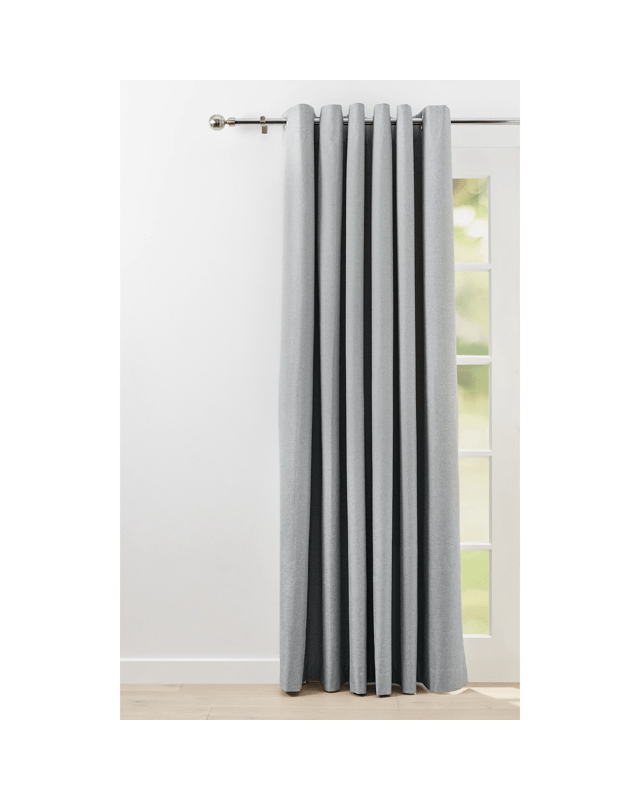 Monaco Double Width Eyelet Block Out Curtain - Grey - 240cm x 2