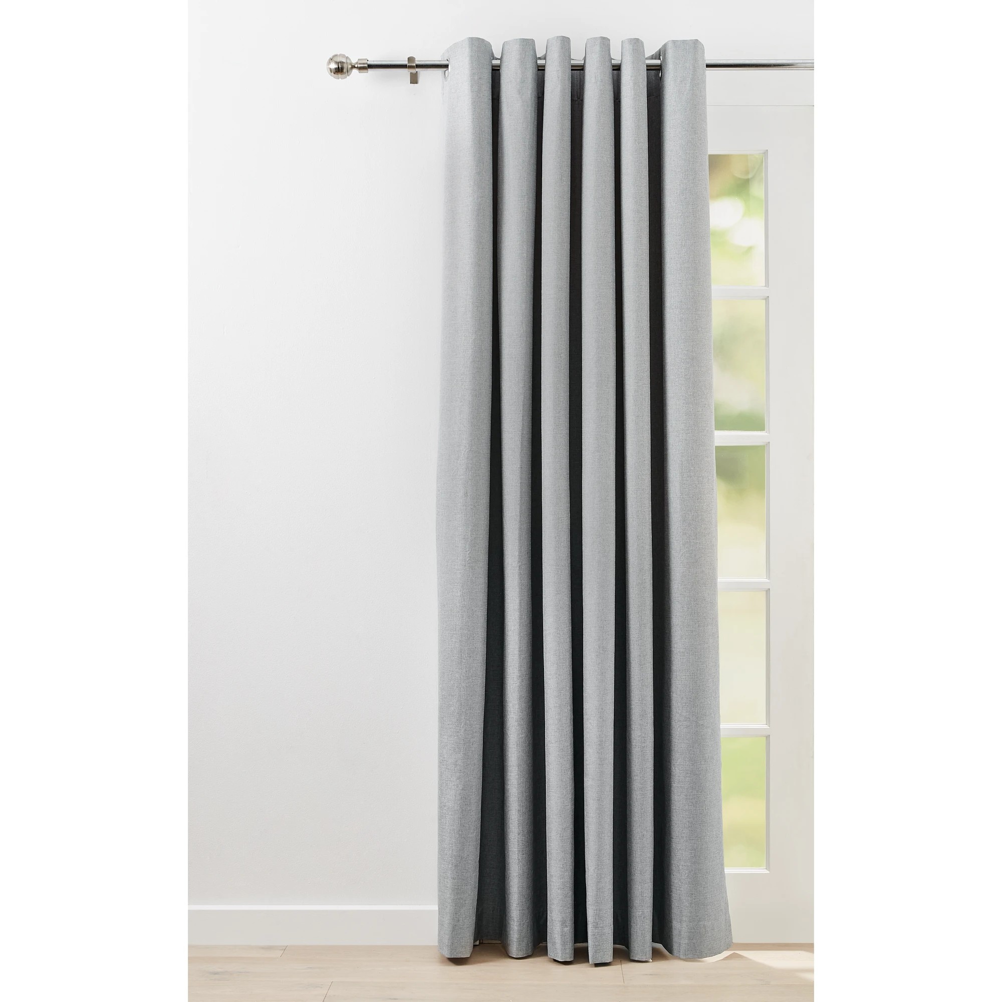 1 Monaco Double Width Eyelet Block Out Curtain - Grey - 240cm x 213cm, 1 of 5