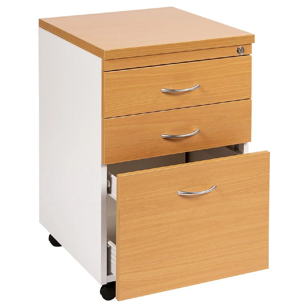 3 Velocity 3 Drawer Pedestal Golden Beech and White Cabinets Pedestals, 3 of 5