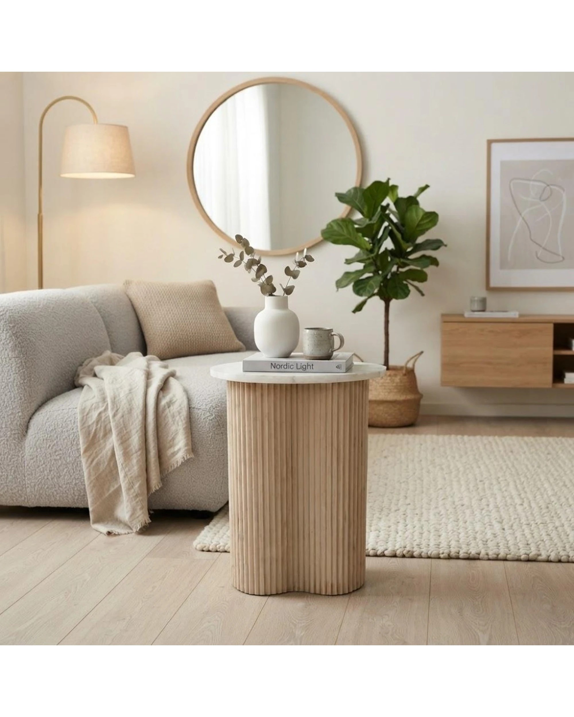 2 Codu Vero Side Table Oak Marble 60x50x50cm - Natural, 2 of 9