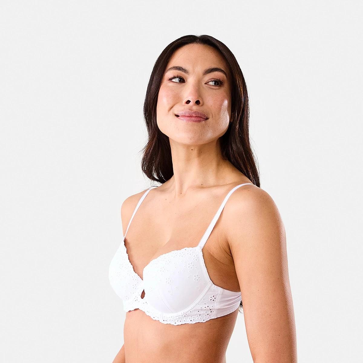 2 Co-ordinated Broderie T-shirt Bra White, 2 of 7