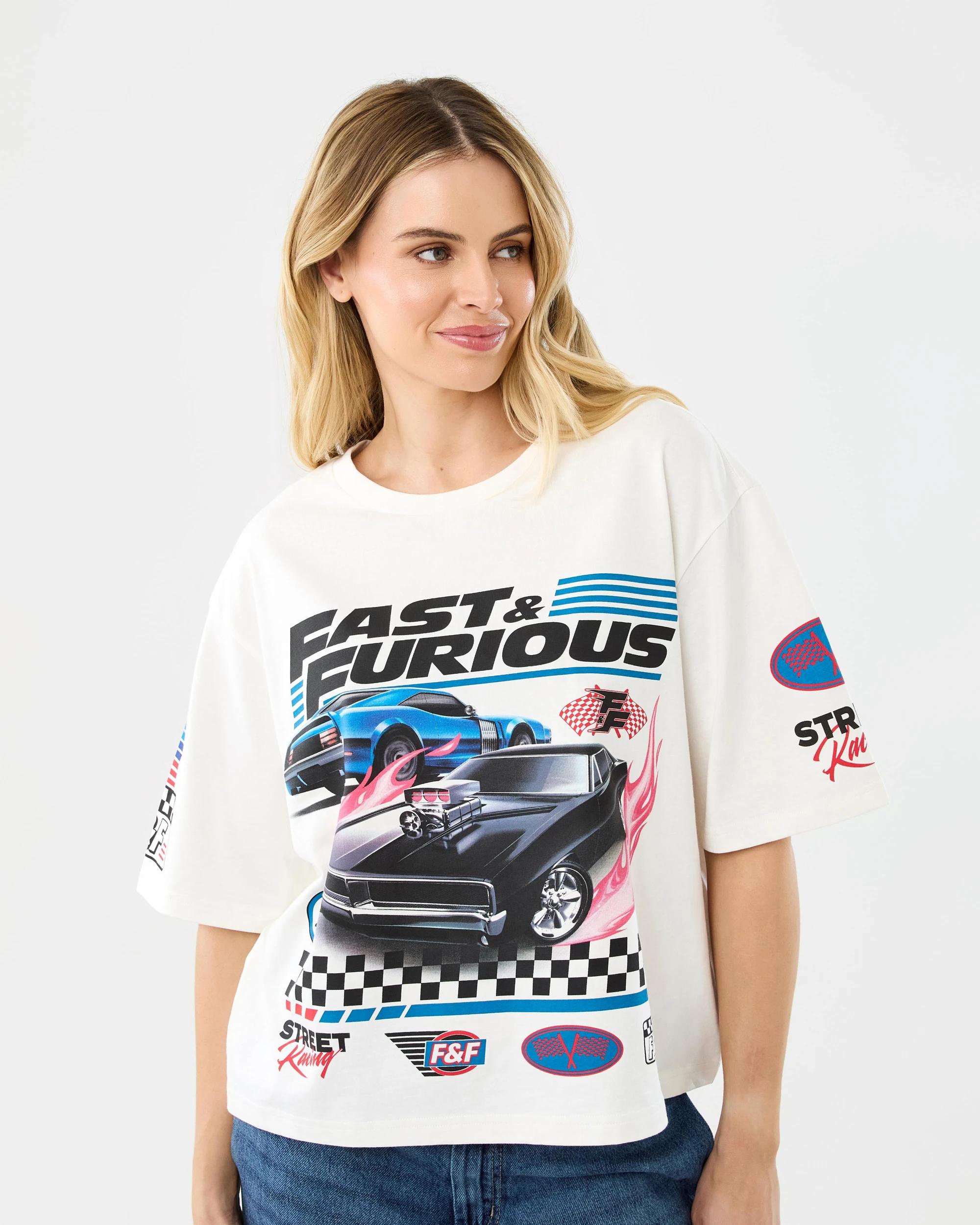 1 Fast & Furious License Short Sleeve Oversized Chopped T-shirt Ffwomens, 1 of 8