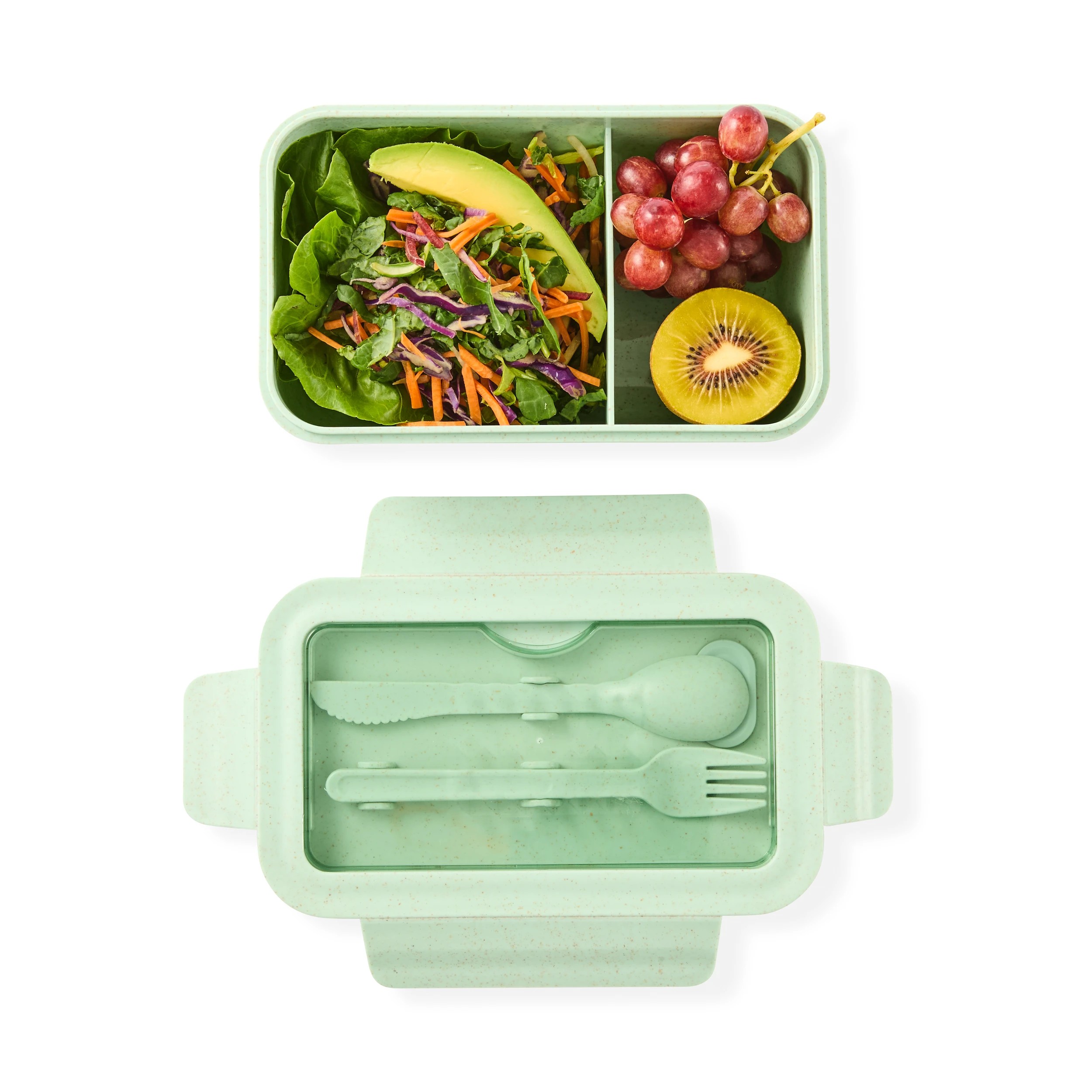 2 Green Wheat Straw Lunch Box with Cutlery, 2 of 10