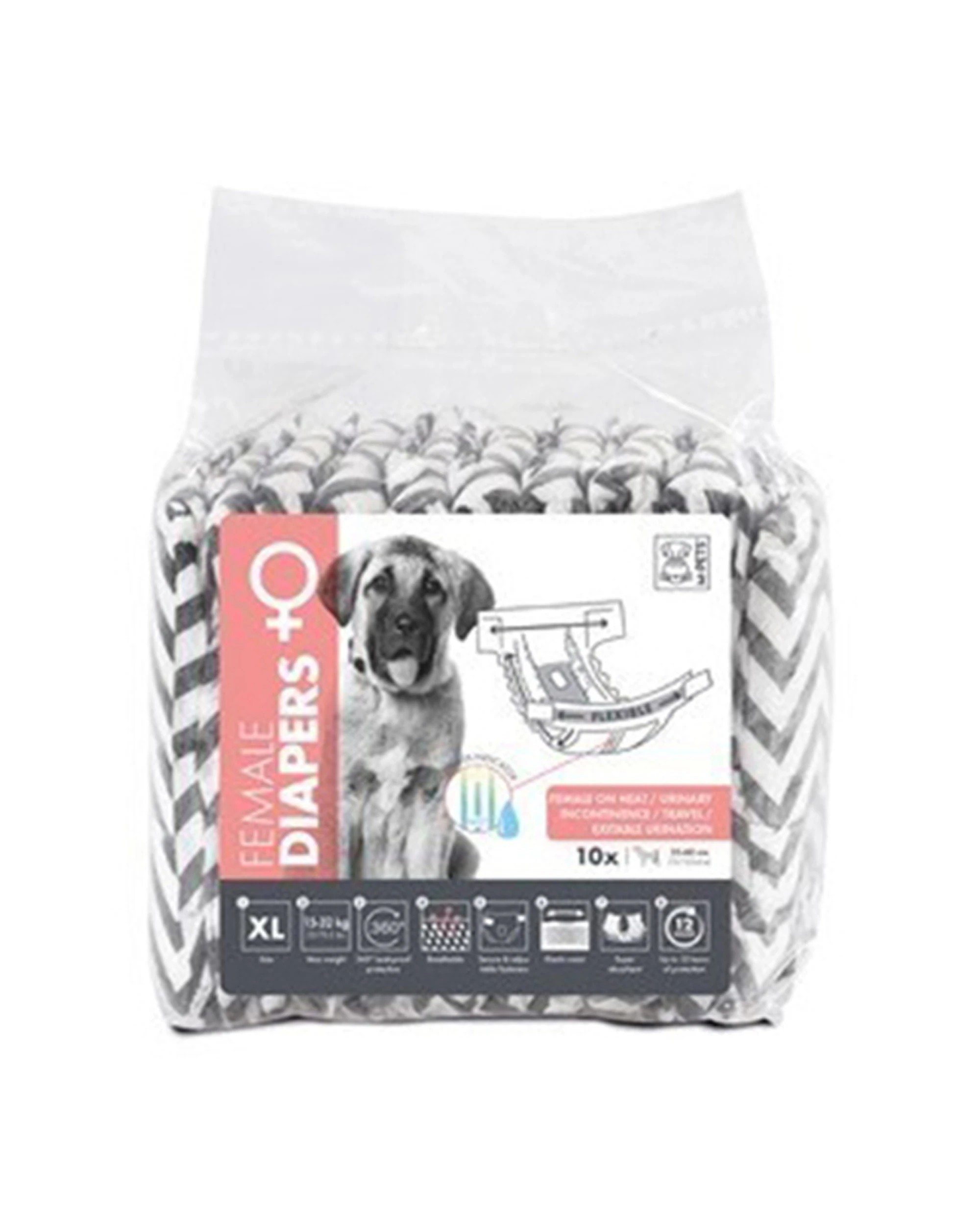 1 M-pets 10pc Female Dog Puppy Pet Diapers Breathable Xl With Witness Indicator
 - White, 1 of 3