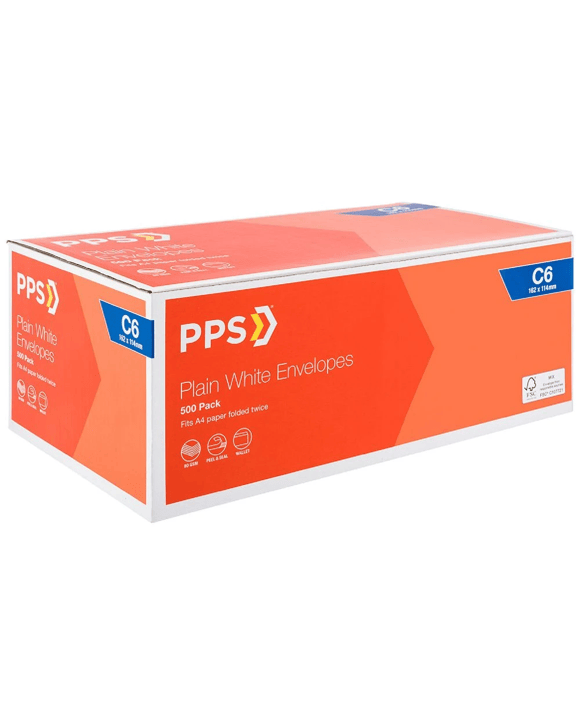 PPS Plainface C6 Envelopes White 500 Pack