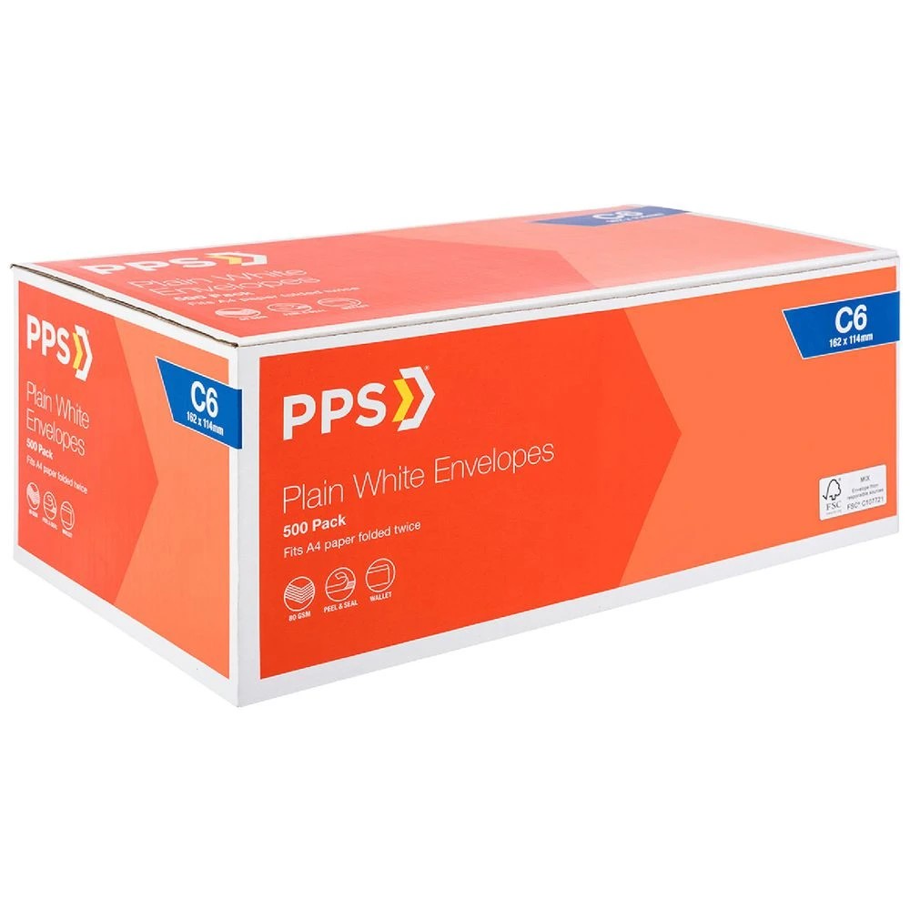 1 PPS Plainface C6 Envelopes White 500 Pack, 1 of 4