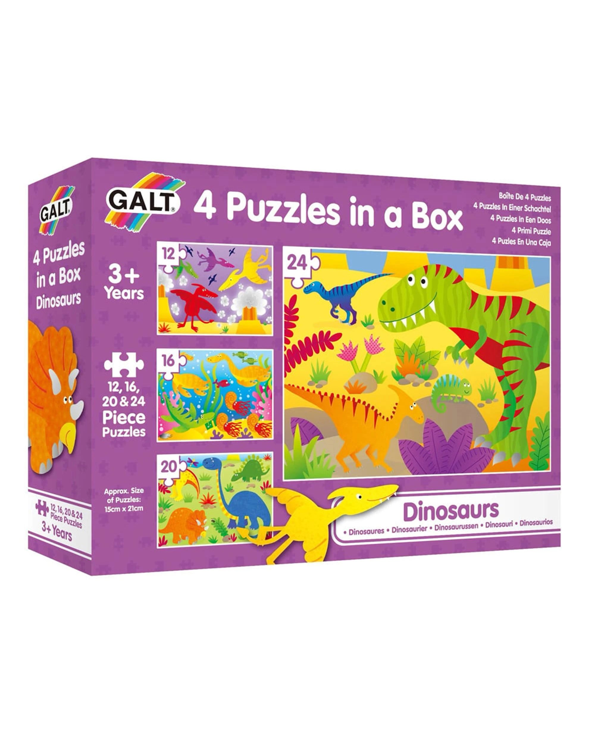 1 Galt 4 Puzzles in a Box Dinosaurs 12-24 Piece Jigsaw Puzzle, 1 of 1