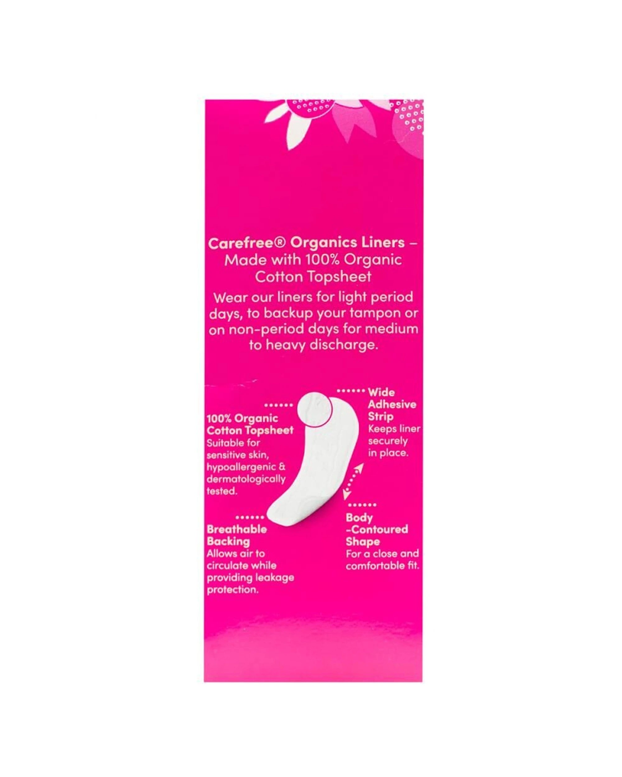 4 Carefree 20PK Organic Cotton Topsheet Unscented Liners Breathable Backing - White, 4 of 5
