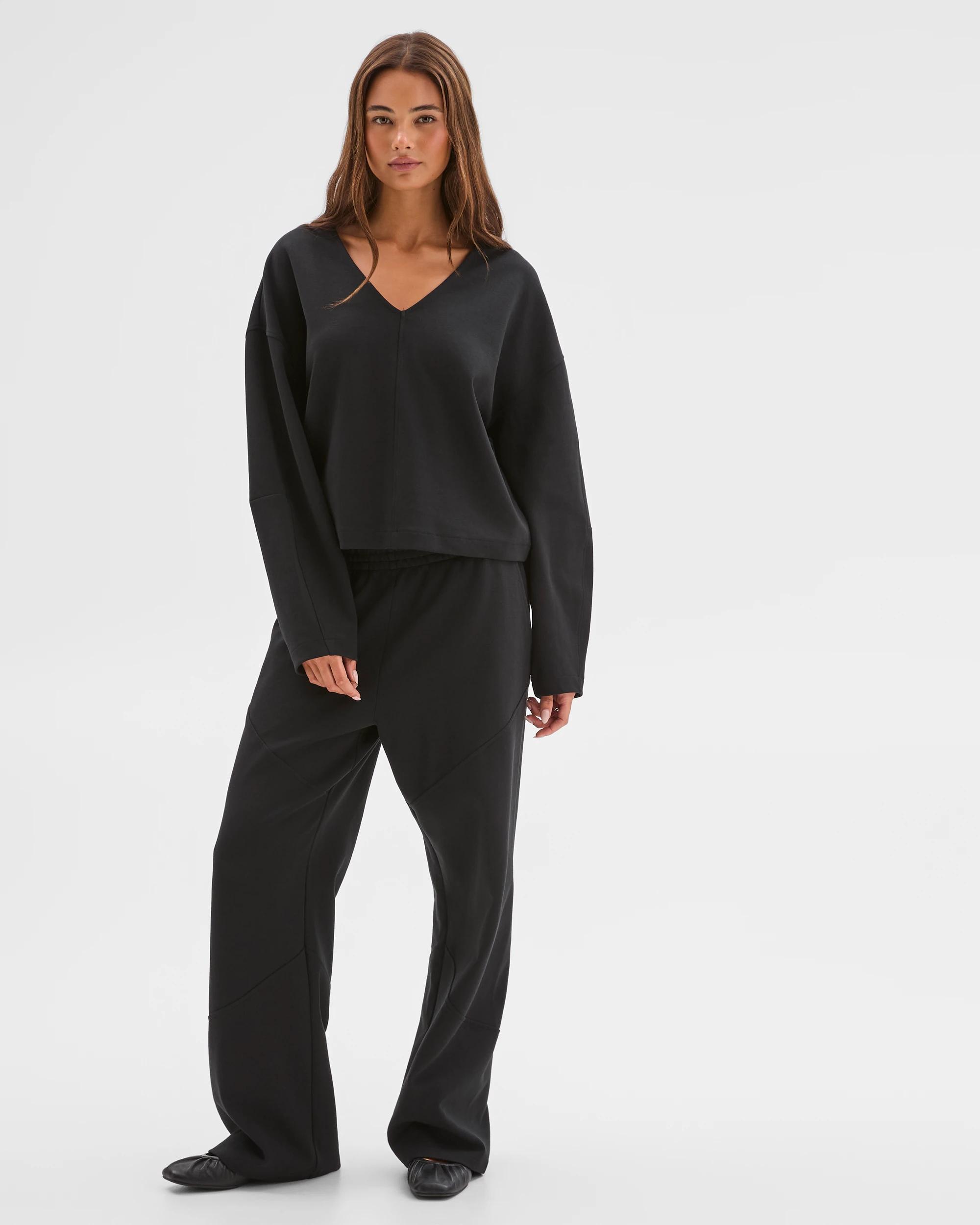 3 Lily Loves Australian Cotton Blend V-Neck Jumper BLACK, 3 of 6