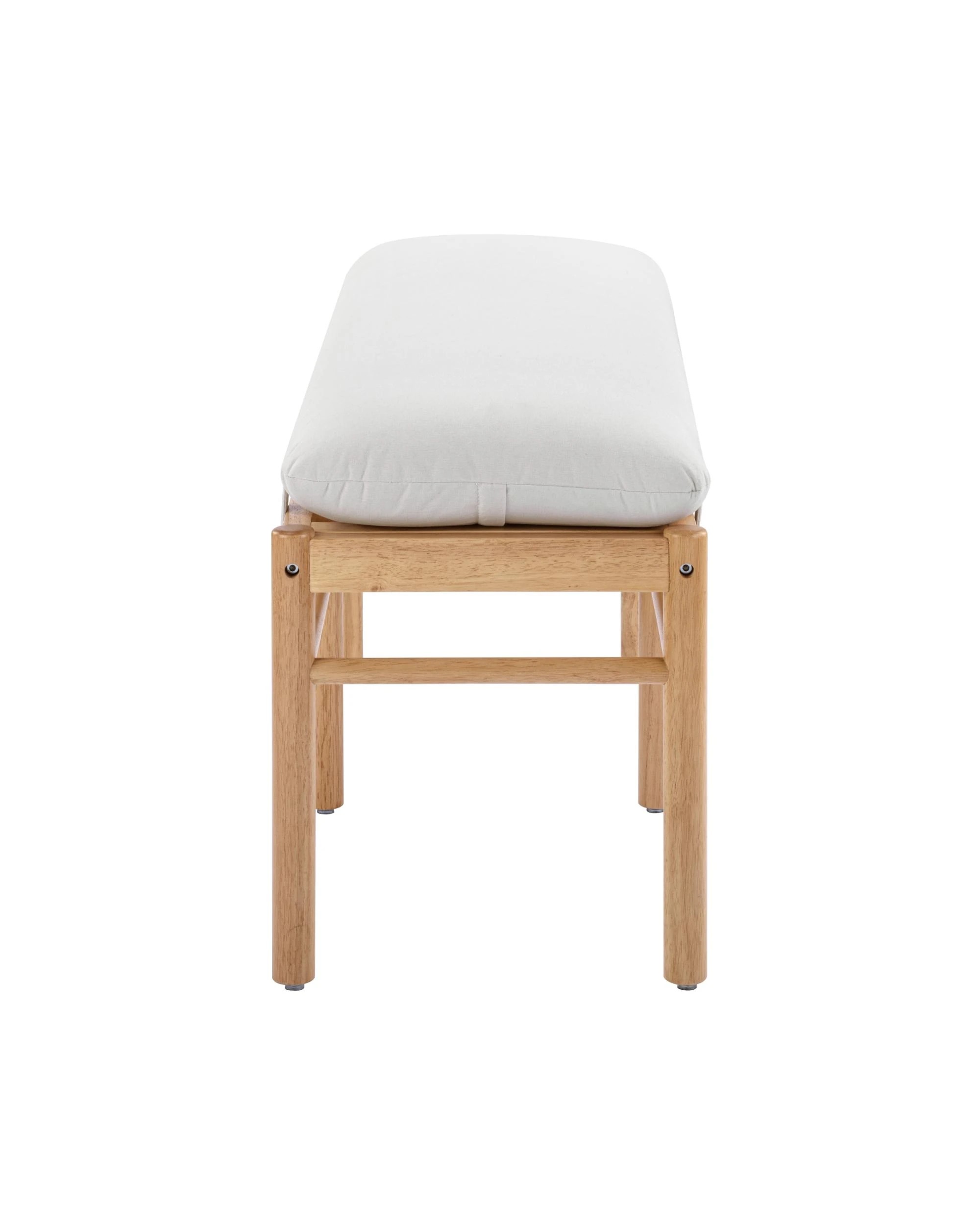 4 Kodu Bench Seat 113W with Cushion Rubberwood - Beige, 4 of 10