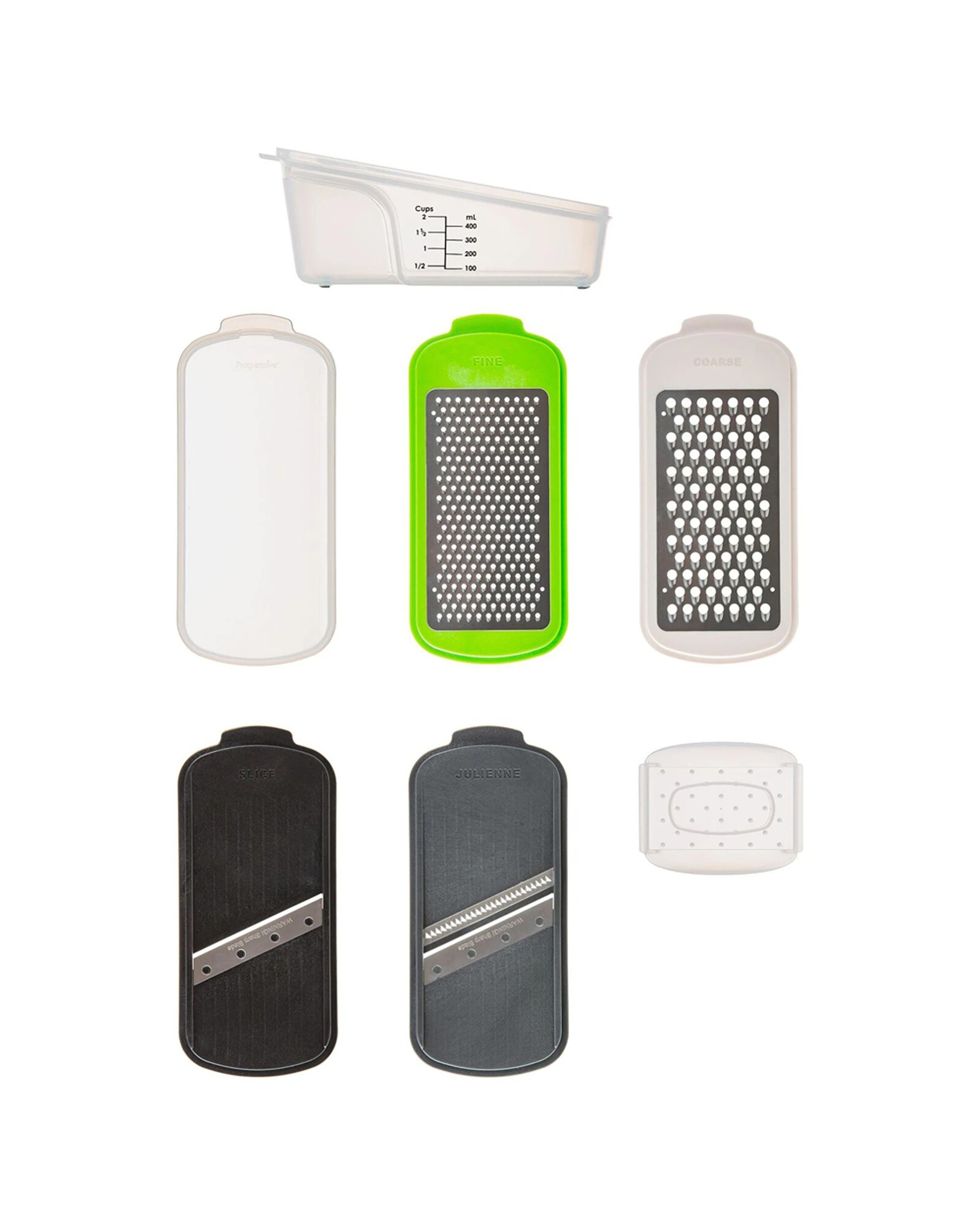 3 Progressive 24cm All-in-One Stainless Steel Plastic Grate Slice Store Set - Multi, 3 of 6