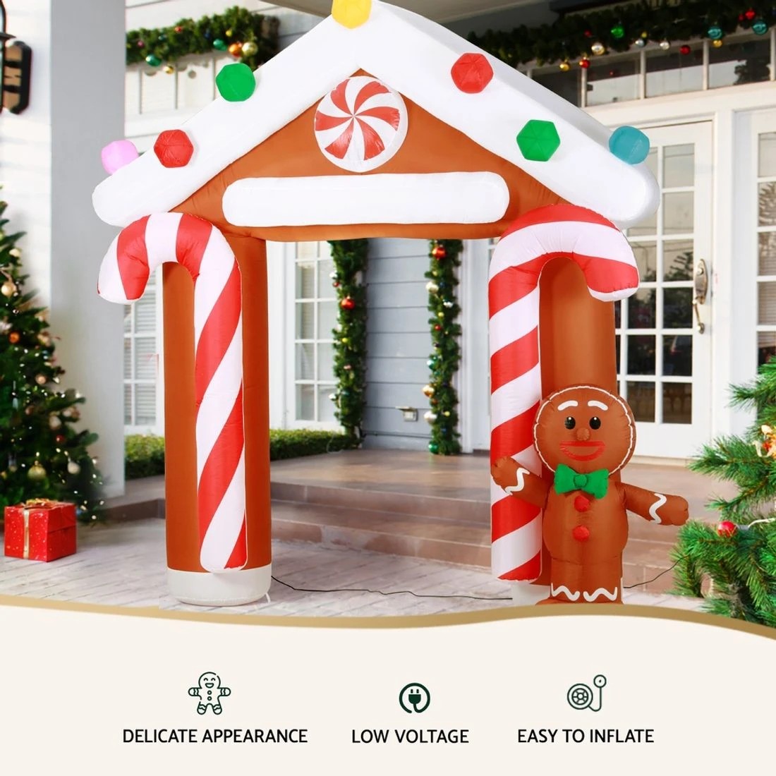 5 Jingle Jollys Christmas Inflatable Archwary Ginger 2.8M Illuminated - Multi, 5 of 6