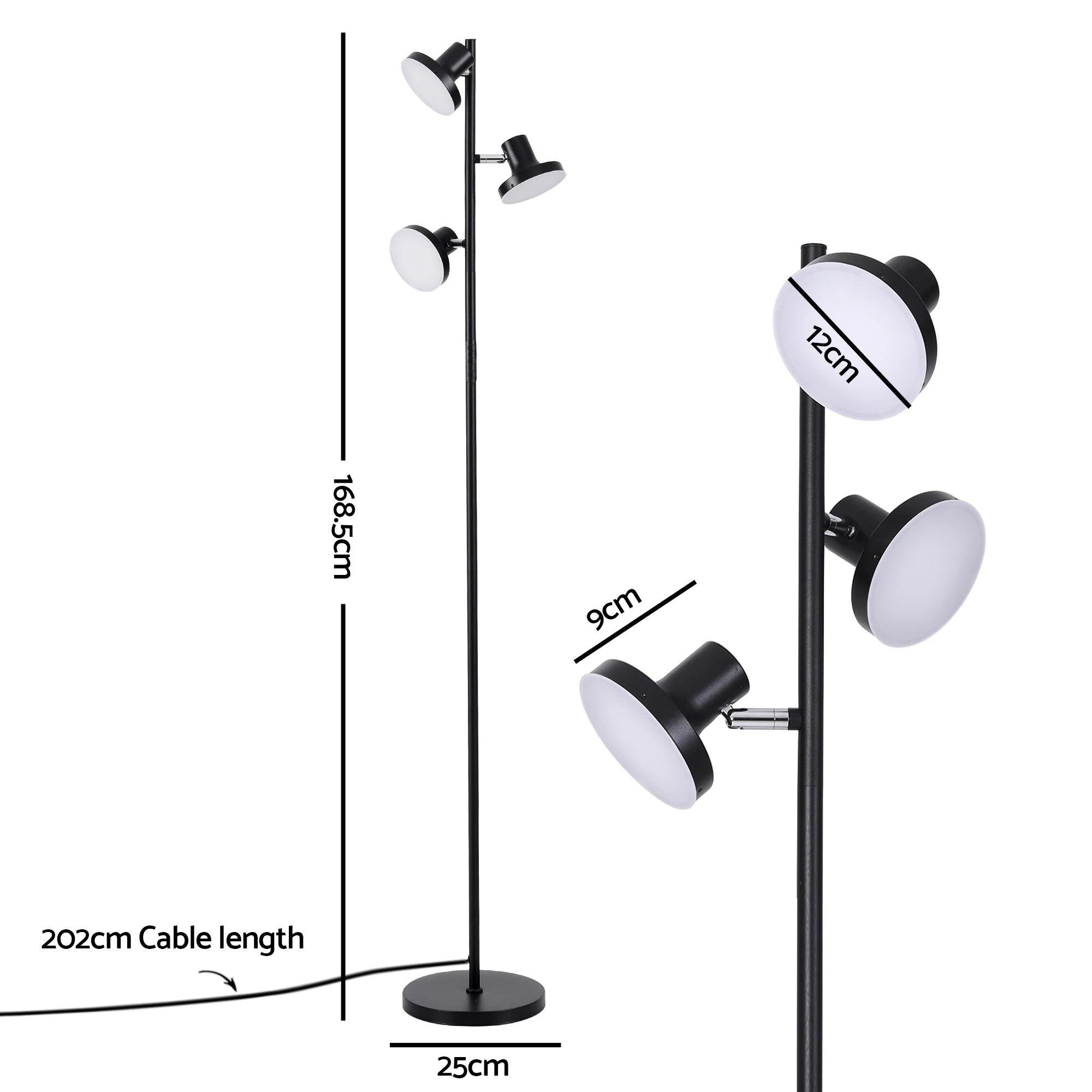 8 Artiss RGB Floor Lamp LED with 3 Swivel Lights Color Changing Lamp with Remote Stepless Dimmable - Black, 8 of 9