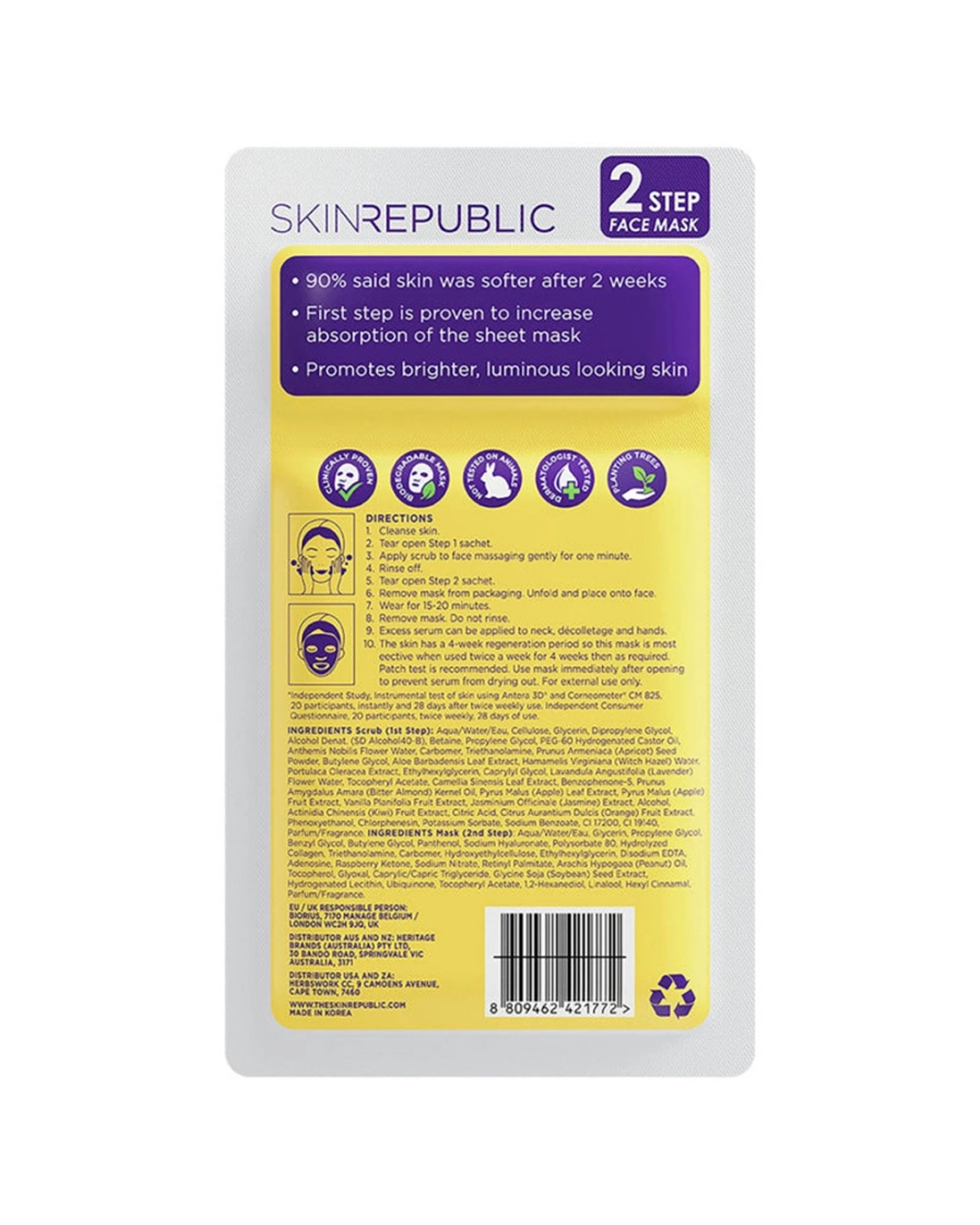 2 Skin Republic Hyaluronic Acid + Collagen Face Mask - Clear, 2 of 5