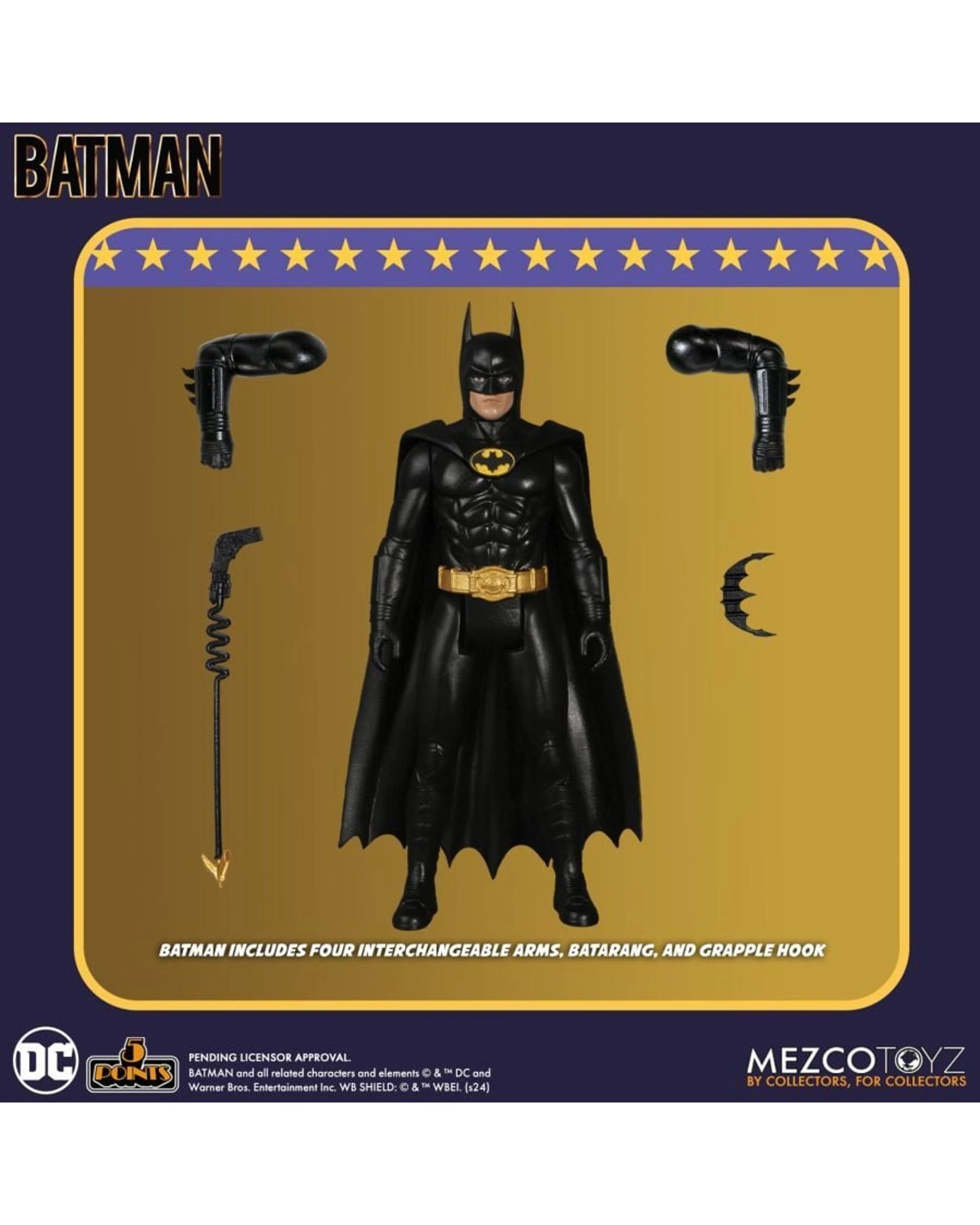 3 Mezco Toyz DC Batman 1989 5 Points Batman Action Figure, 3 of 4