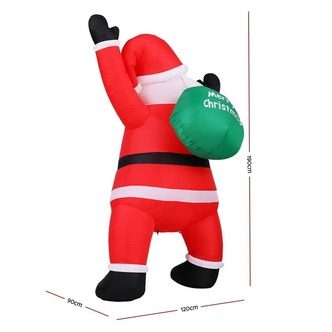 3 Jingle Jollys Christmas Inflatable Santa Climbing LED Illuminated Decorations 1.9M - Multi, 3 of 7